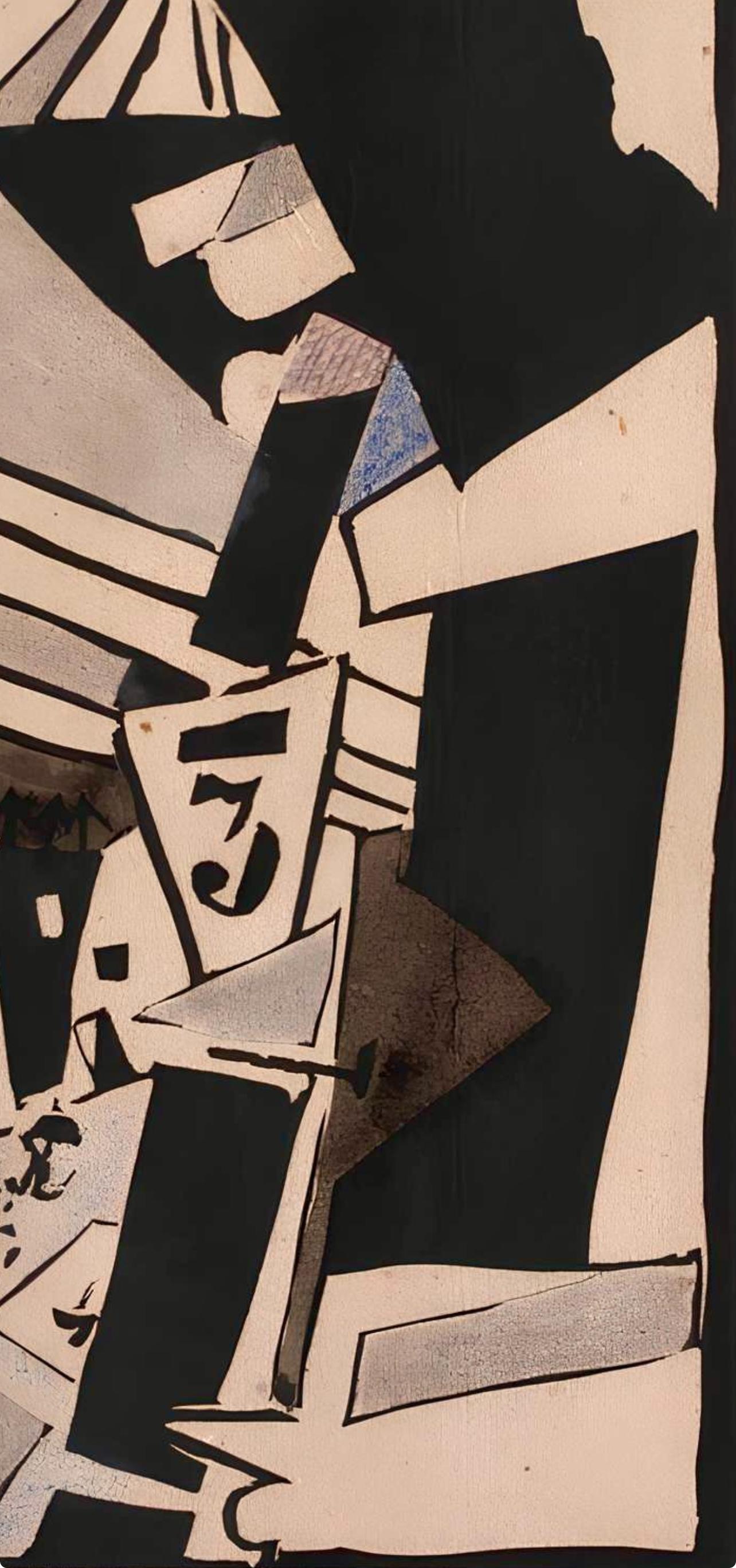 Pougny, Composition, Pougny, dix linogravures originales, 1914-1920 (after) - Beige Landscape Print by Jean Pougny (Ivan Puni)