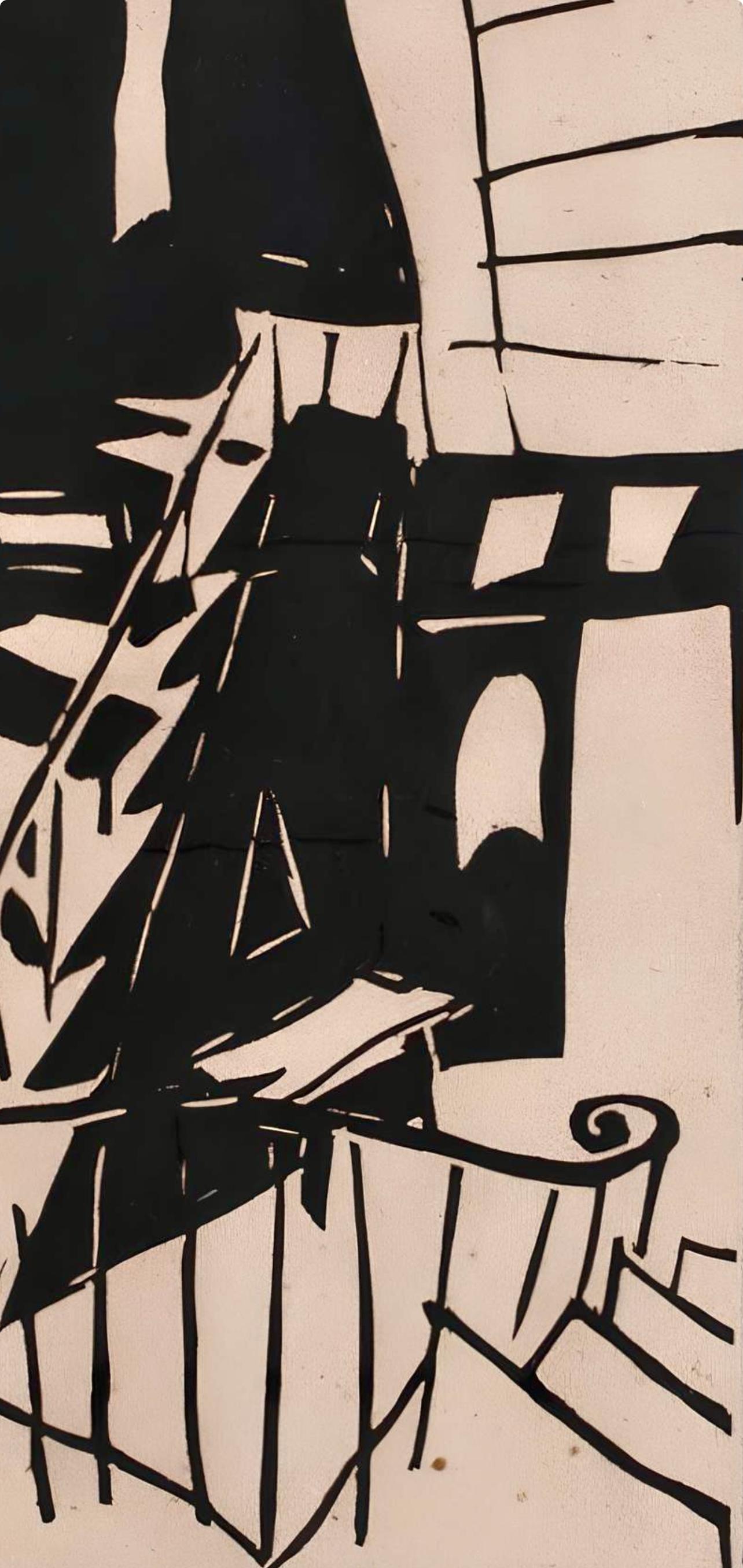 Pougny, Composition, Pougny, dix linogravures originales, 1914-1920 (after) - Beige Landscape Print by Jean Pougny (Ivan Puni)