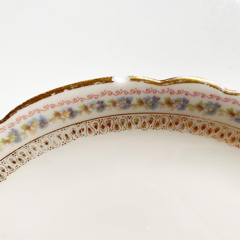 Jean Pouyat for Limoges Salad Plate Set in Gold and Pink, Set of 6