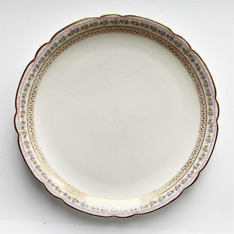 French Jean Pouyat for Limoges Salad Plate Set in Gold and Pink, Set of 6, 19th Century For Sale