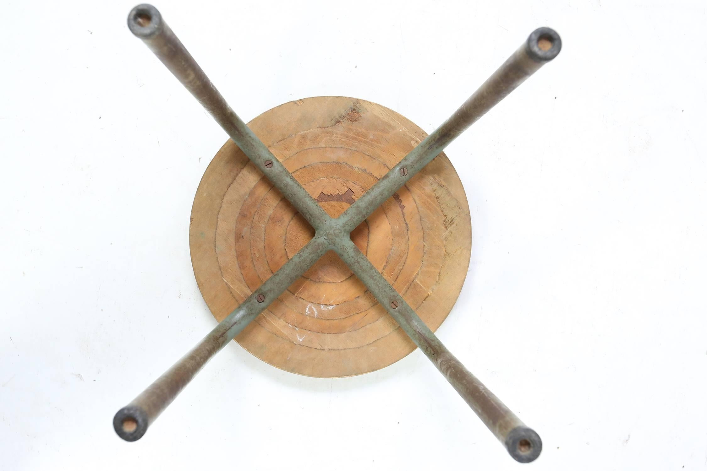Jean Prouvé for Ateliers Prouvé Stool, circa 1950 In Good Condition In Ghent, BE
