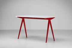 Jean Prouvé 512 compas table red Francia 1953