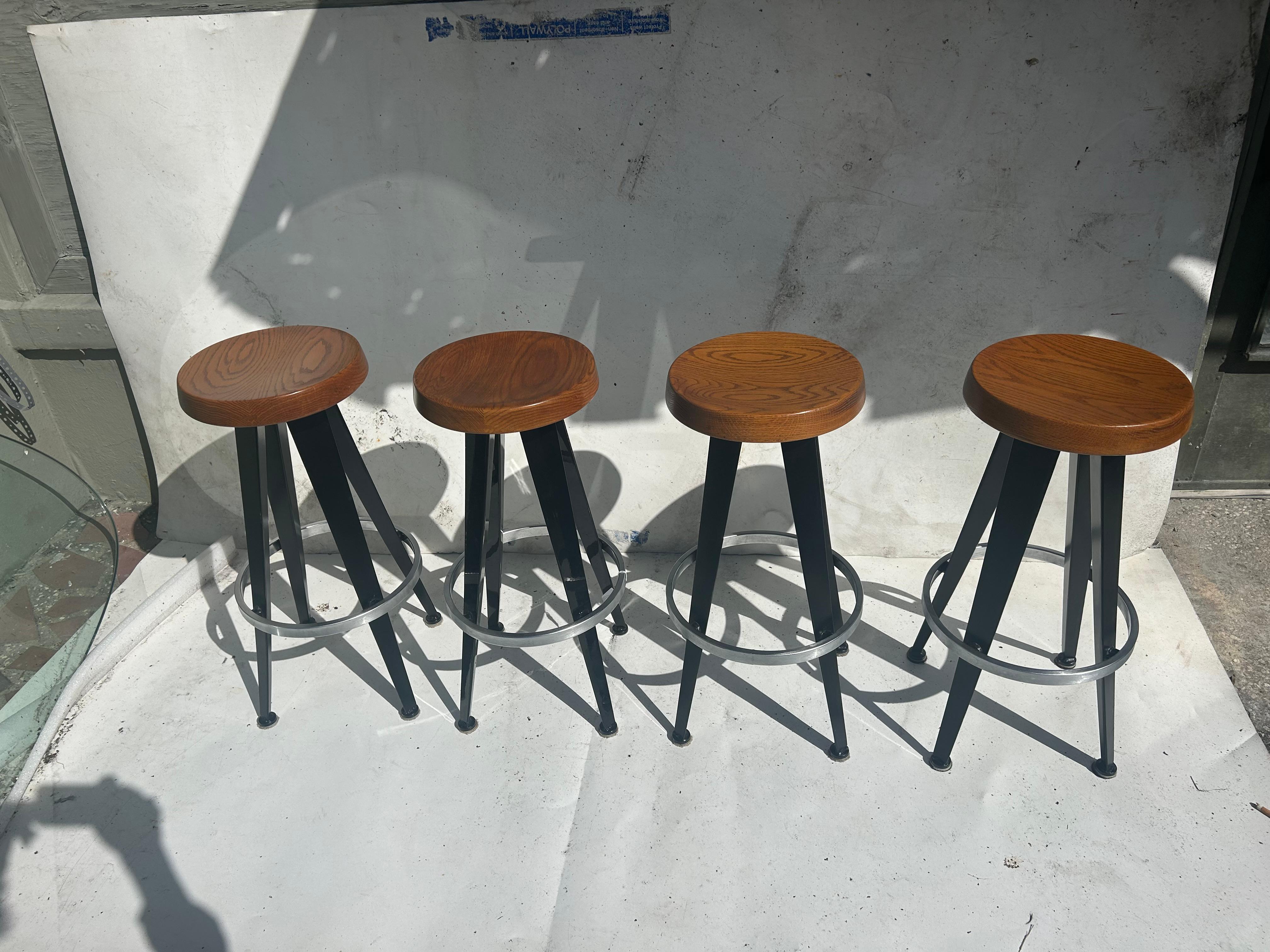 Jean Prouve after. Four modernist barstools. 7