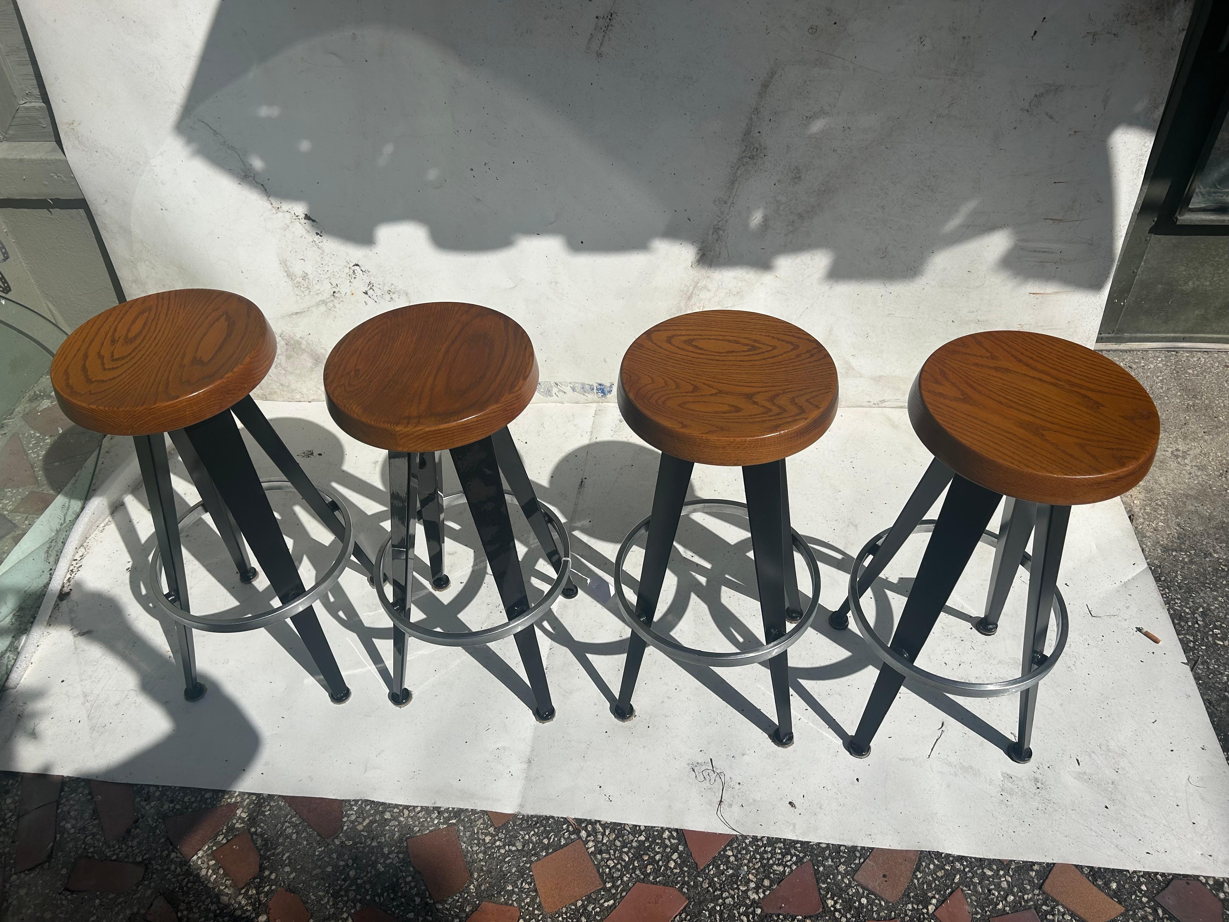 Jean Prouve after. Four modernist barstools. 9