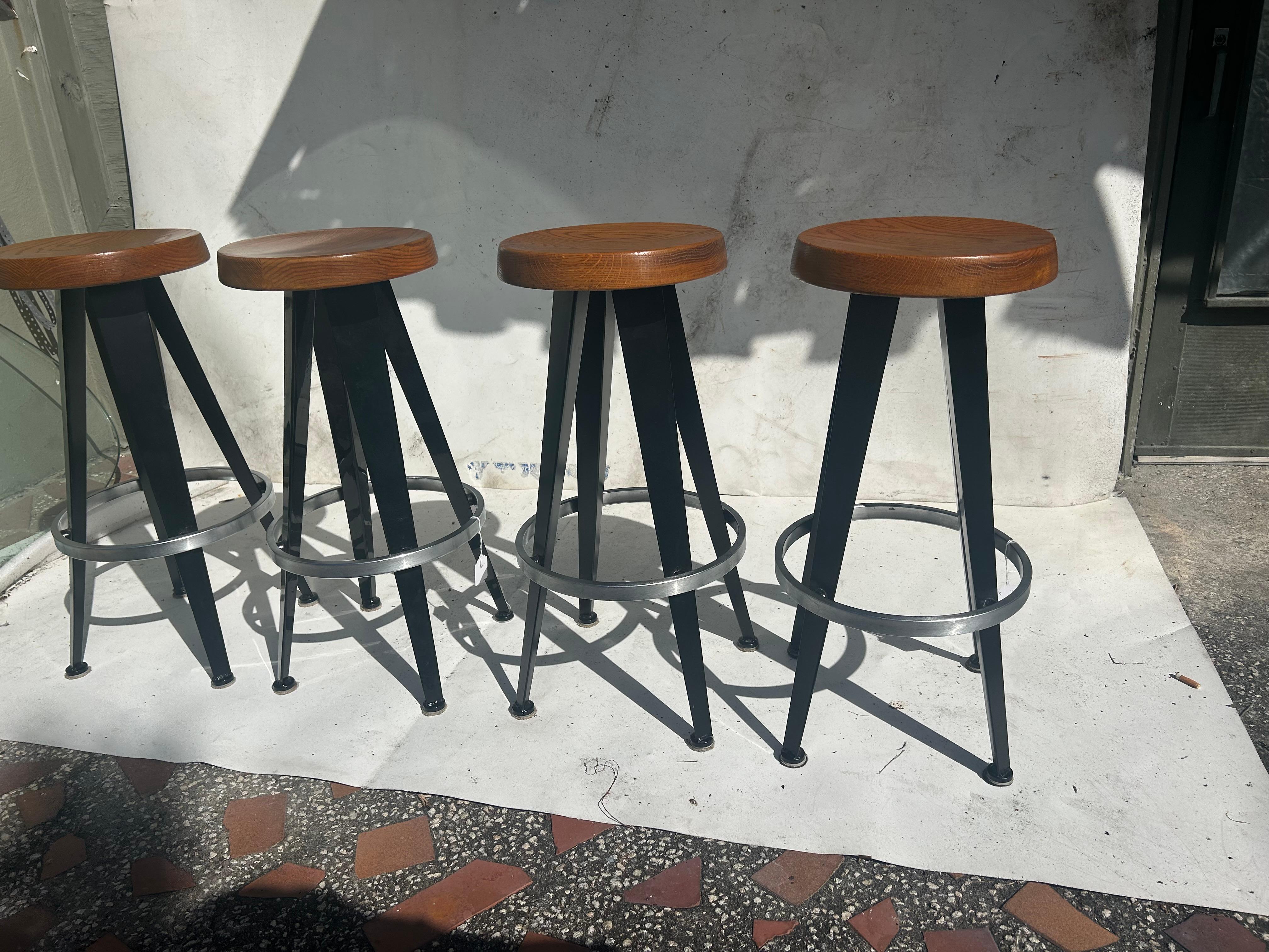 Jean Prouve after. Four modernist barstools. 11