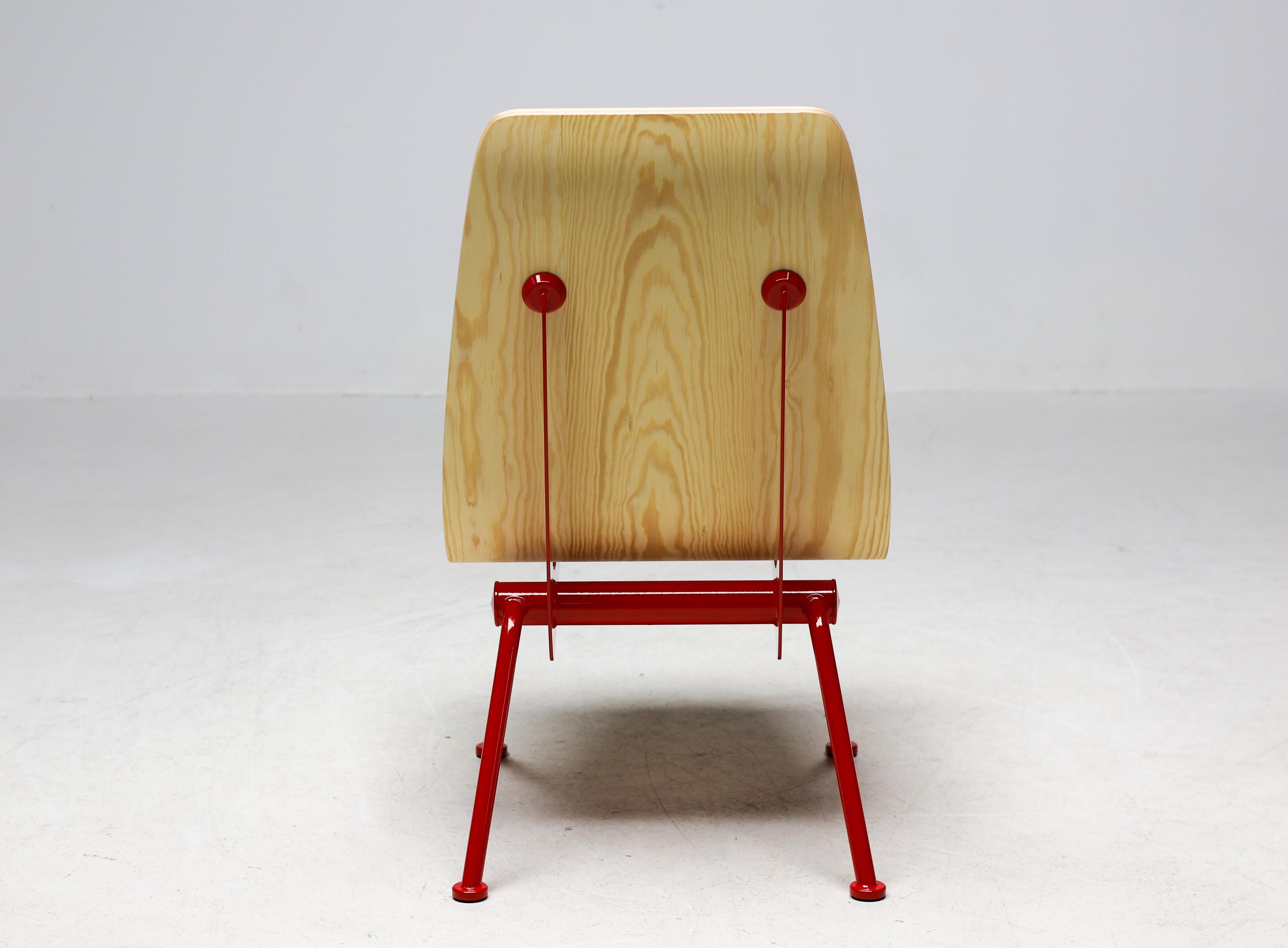 Jean Prouvé “Antony” Chair — Limited Edition, Red Frame / Plywood