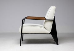 Jean Prouvé Armchair Fauteuil De Salon in Ivory Nubia Fabric
