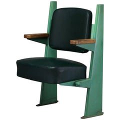 Jean Prouvé Armchair from Université de Besançon, Steel, Oak, Vinyl 1952 French