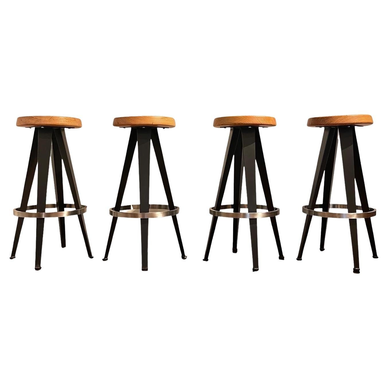 Jean Prouvé Bar stools (after) set of 4x or individual  For Sale