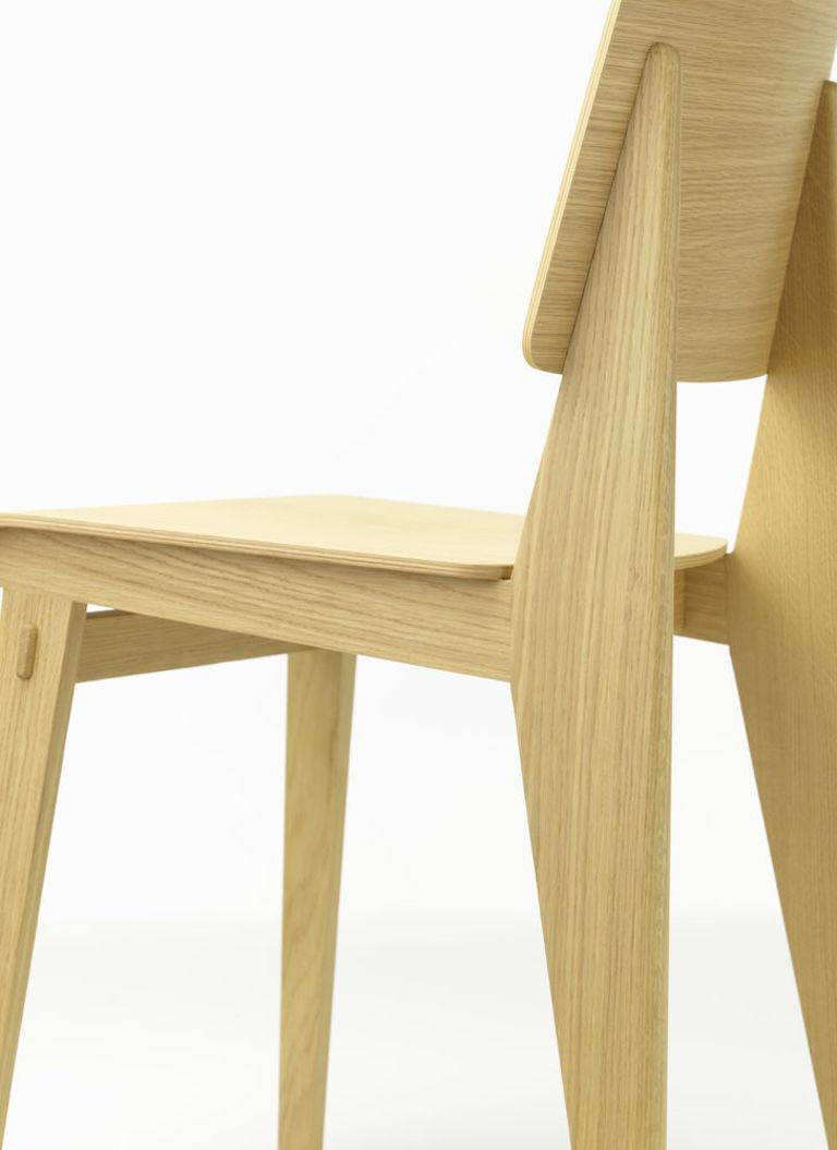 Veneer Jean Prouvé 'Chaise Tout Bois' Chair in Natural Oak for Vitra