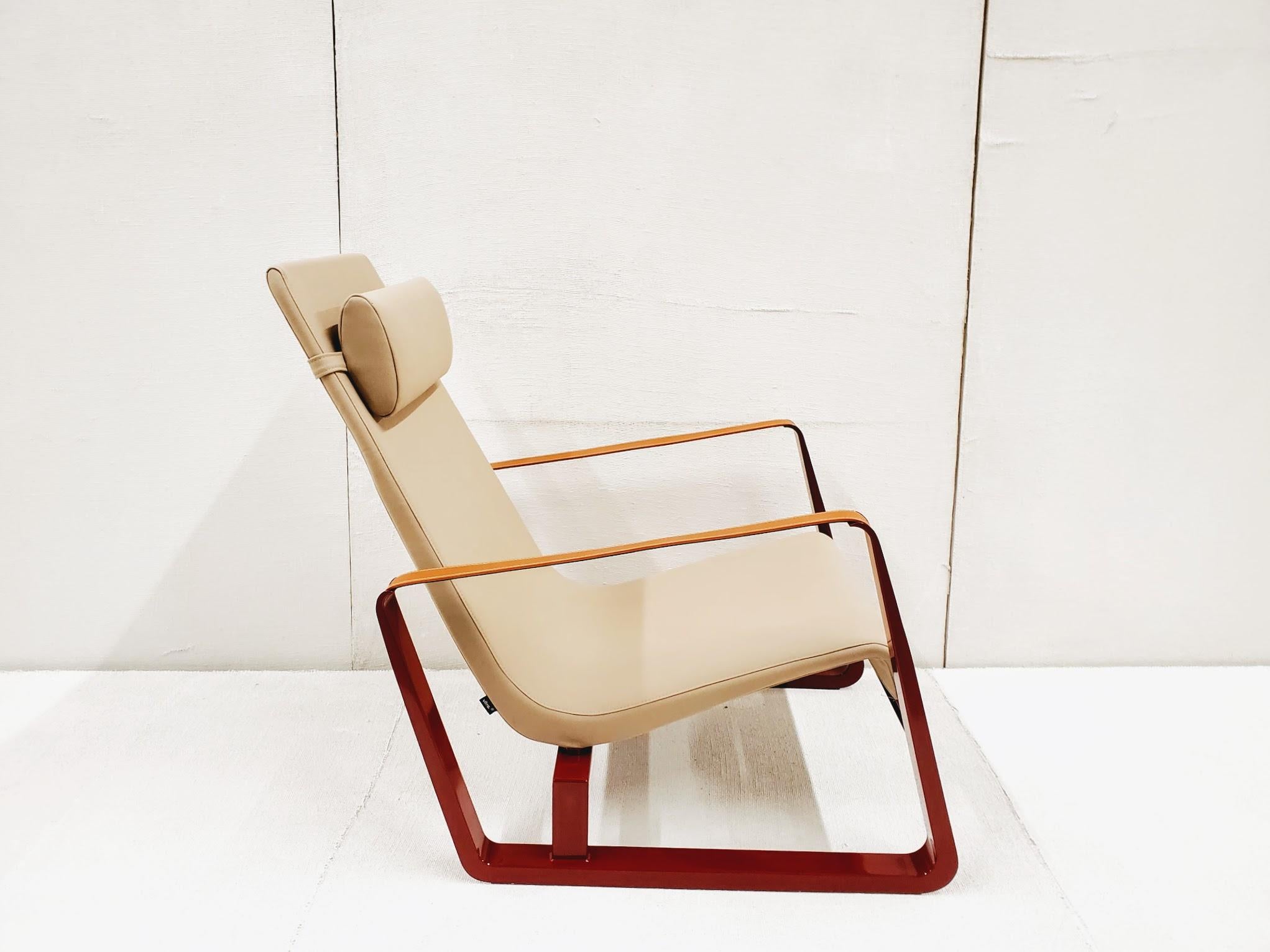 Mid-20th Century Jean Prouve Cité Armchair - Beige upholstery Japanese Red Base