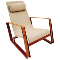 Jean Prouve Cité Armchair - Beige upholstery Japanese Red Base