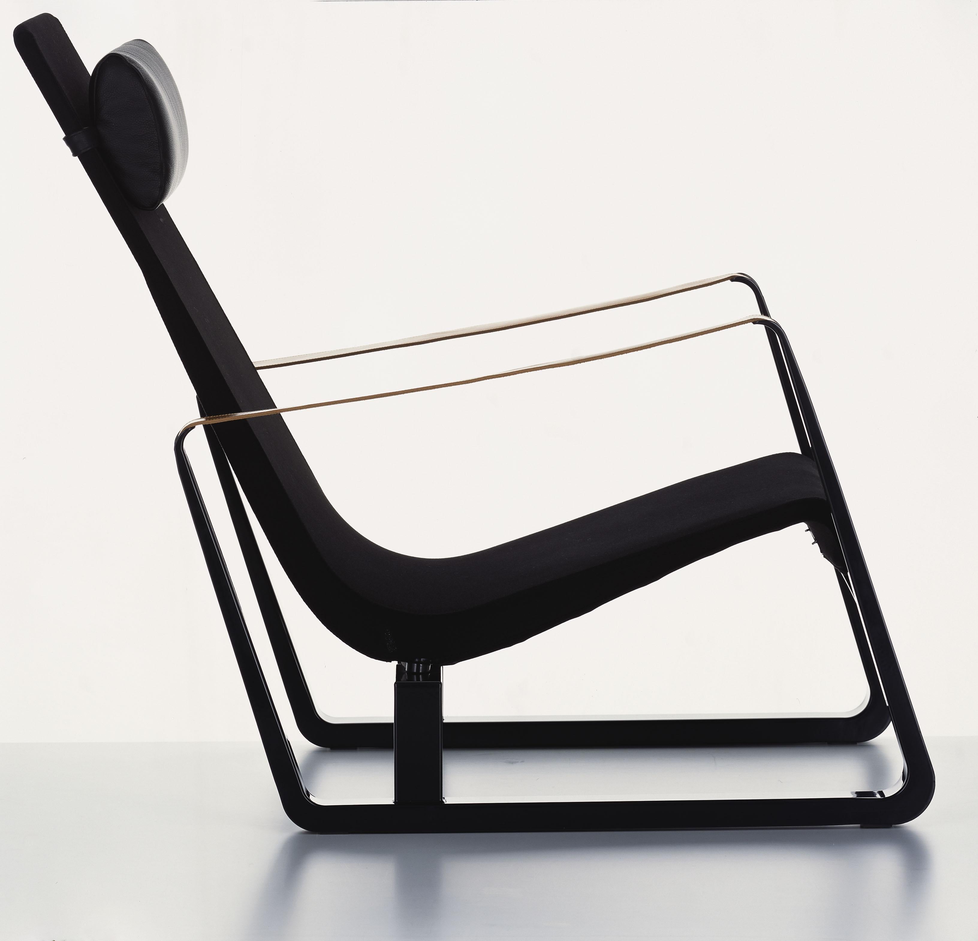 Leather Jean Prouvé Cité Chair in Black for Vitra