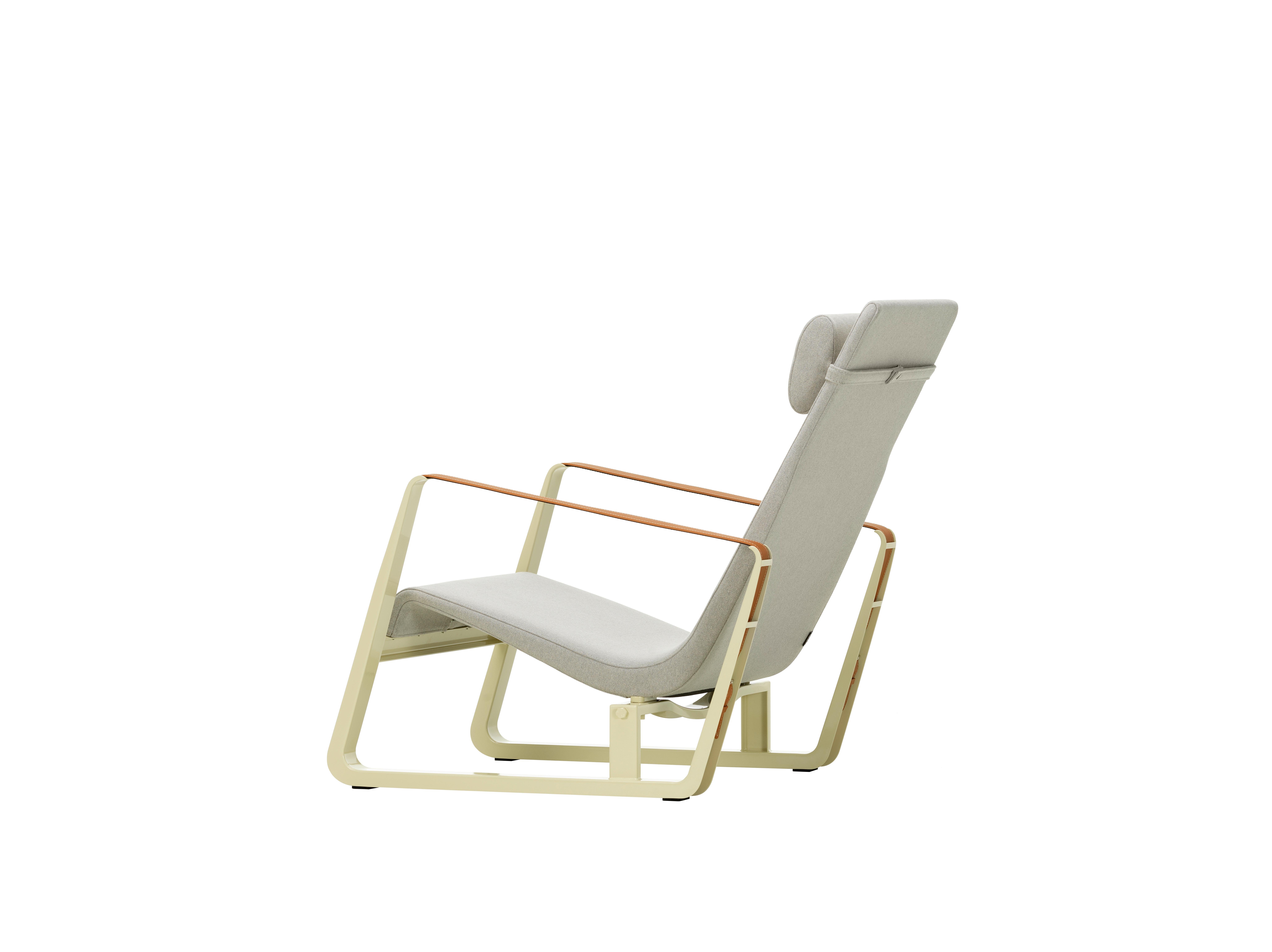 Powder-Coated Jean Prouvé Cité Lounge Chair in Light Gray and Ecru for Vitra