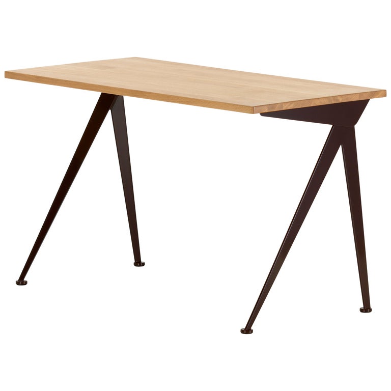 Jean Prouvé Compas Richtung Schreibtisch in natürlichen Eiche und braun Metall für Vitra 1