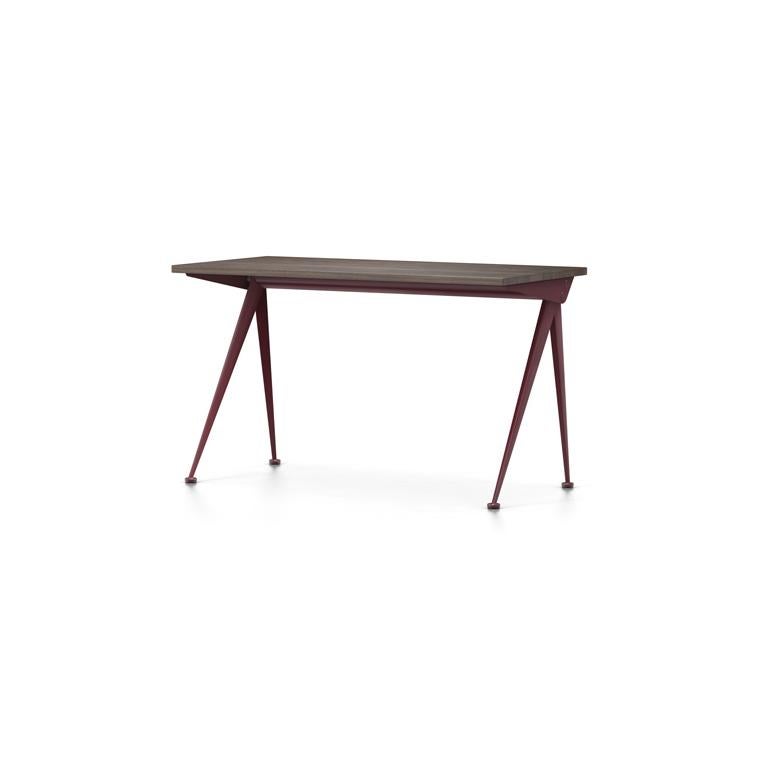 Mid-Century Modern Jean Prouvé Compas Direction Desk in Natural Oak and Red Metal for Vitra