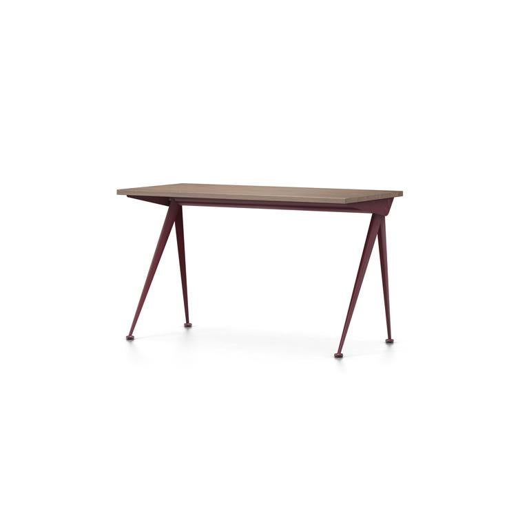 French Jean Prouvé Compas Direction Desk in Natural Oak and Red Metal for Vitra