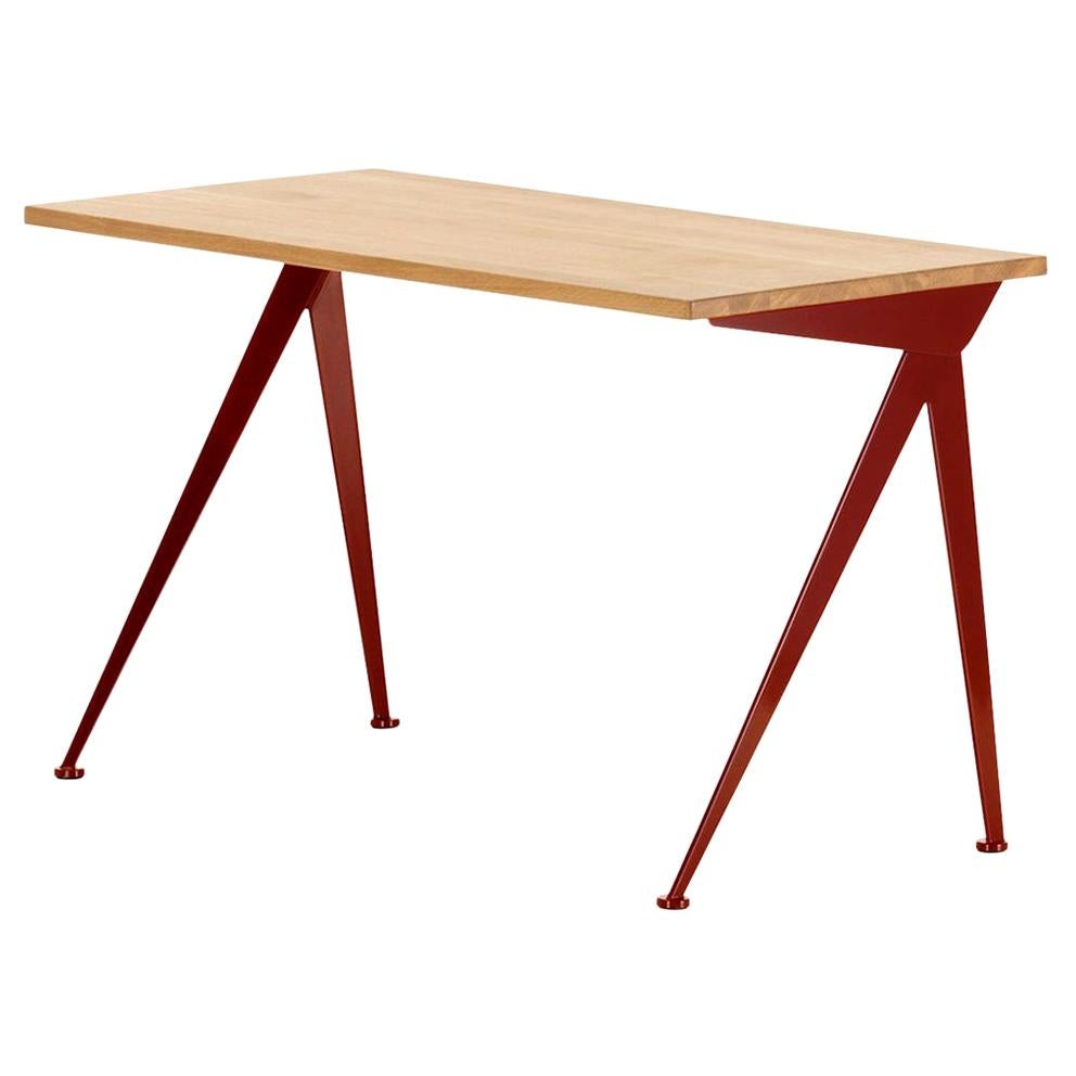 Jean Prouvé Compas Direction Desk in Natural Oak and Red Metal for Vitra