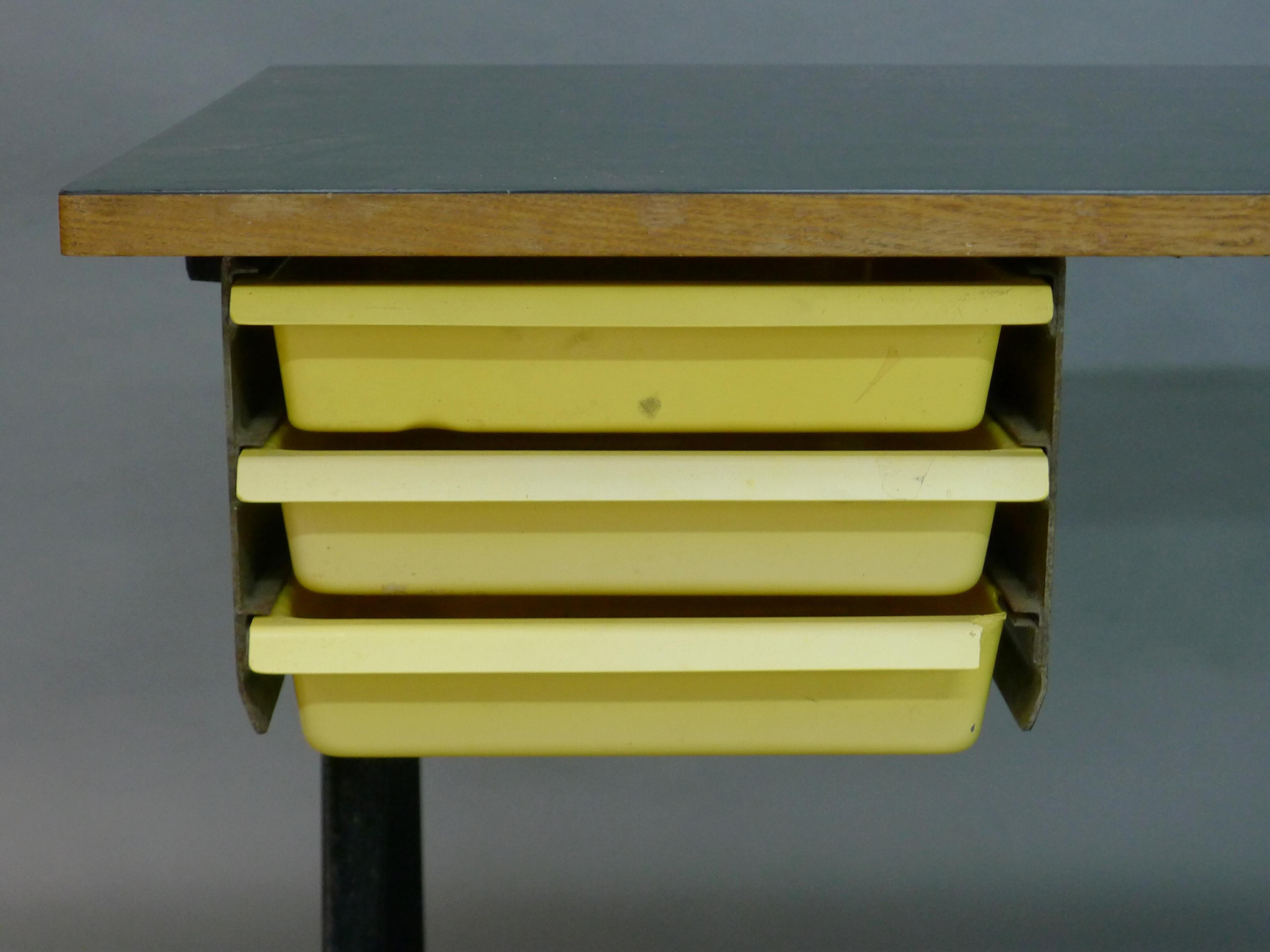 Jean Prouve Compas Writing Desk, with original Perriand drawers, circa 1950 For Sale 3