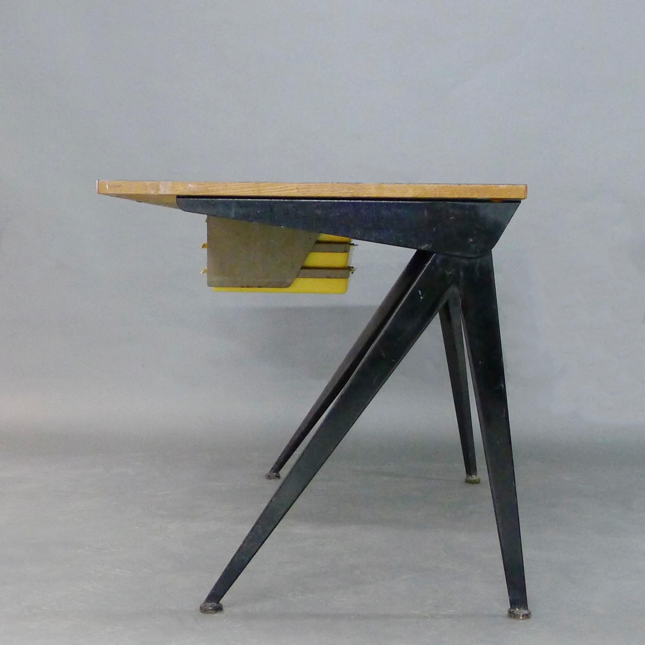 Jean Prouve Compas Writing Desk, with original Perriand drawers, circa 1950 For Sale 1