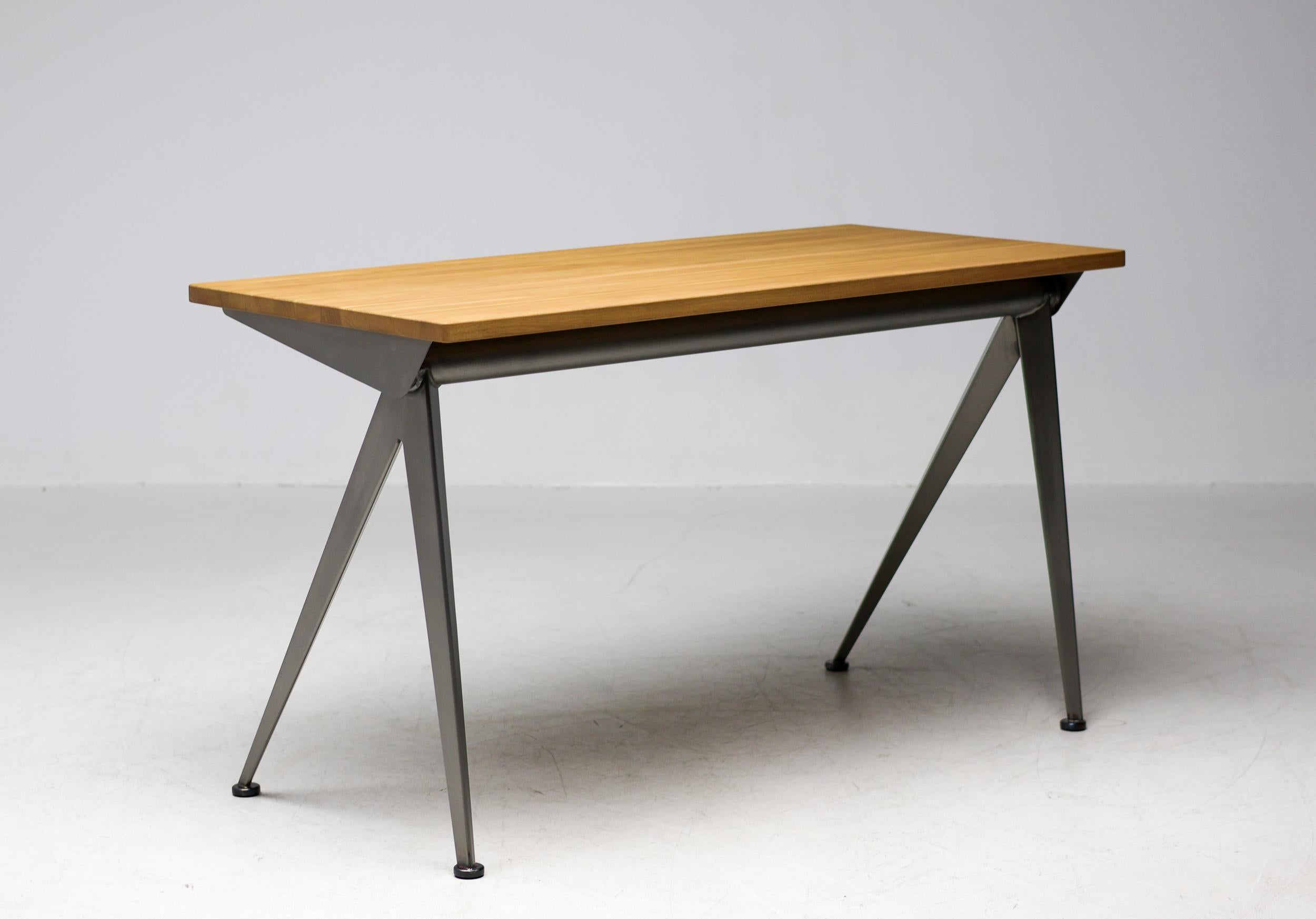 Jean Prouvé Compass Direction Desk Limited RAW Steel and Natural Oak by Vitra For Sale 4