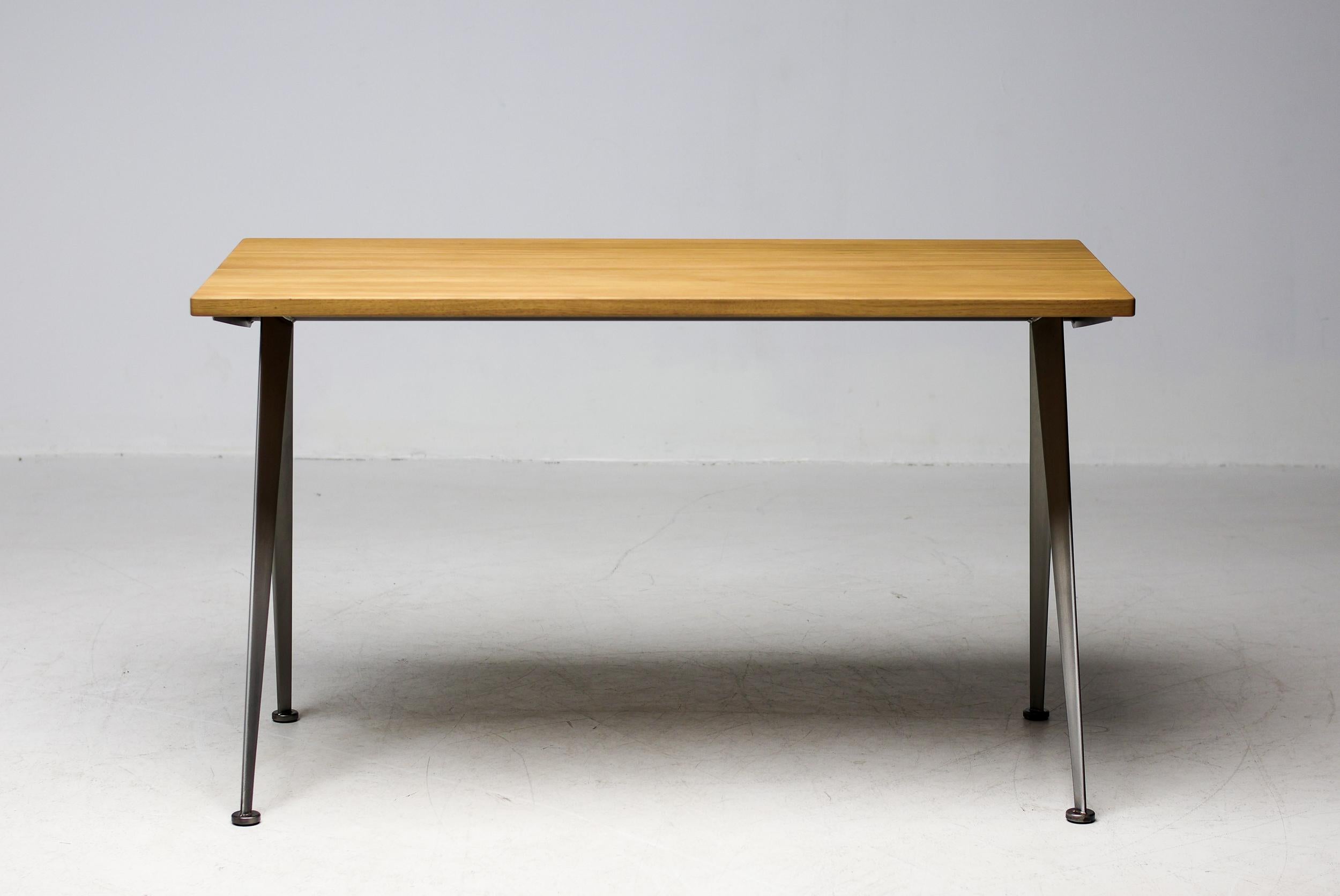 Jean Prouvé Compass Direction Desk Limited RAW Steel and Natural Oak by Vitra In Excellent Condition In Dronten, NL