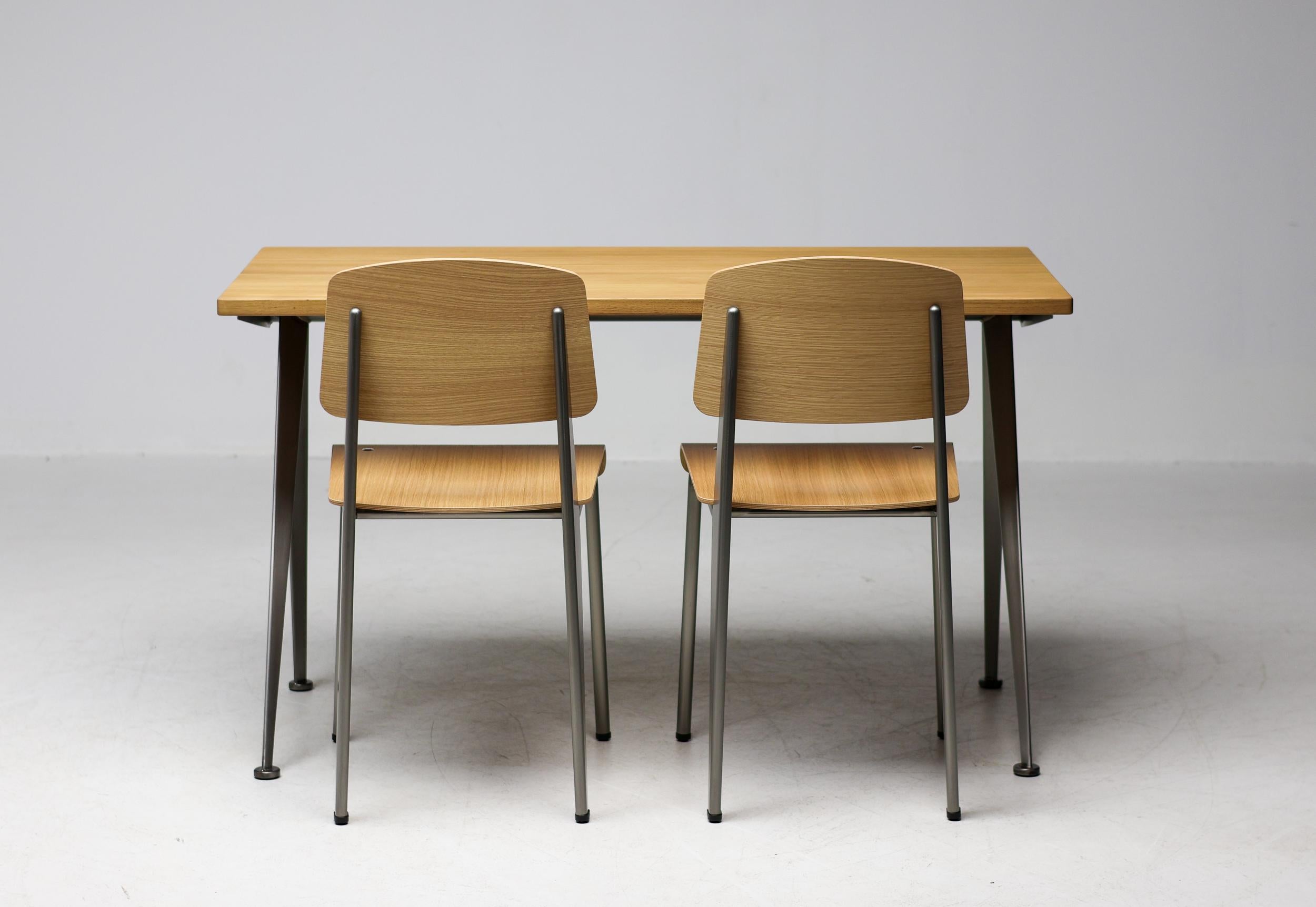 Mid-20th Century Jean Prouvé Compass Direction Desk Limited RAW Steel and Natural Oak by Vitra