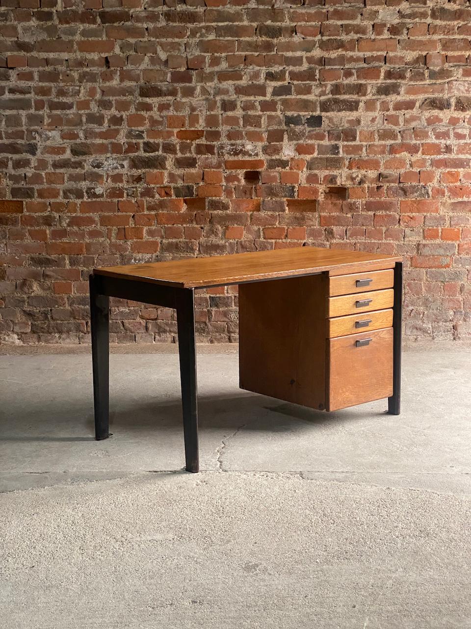 Jean Prouvé Dactylo Desk No. BD 41 & Black Standard Chair Circa 1948  For Sale 10