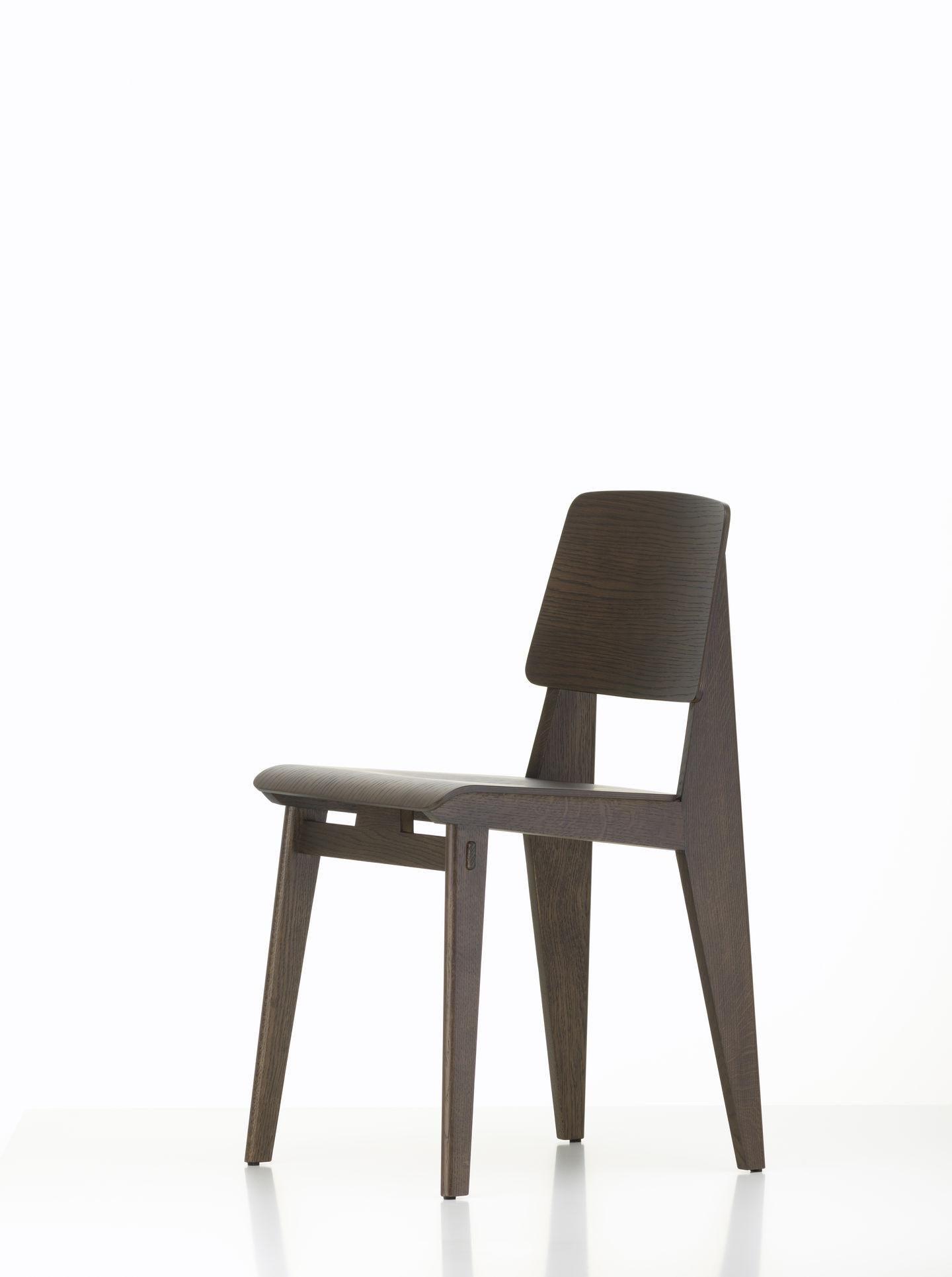 Jean Prouvé Dark-Stained Oak Chaise Tout Bois Chair by Vitra 5