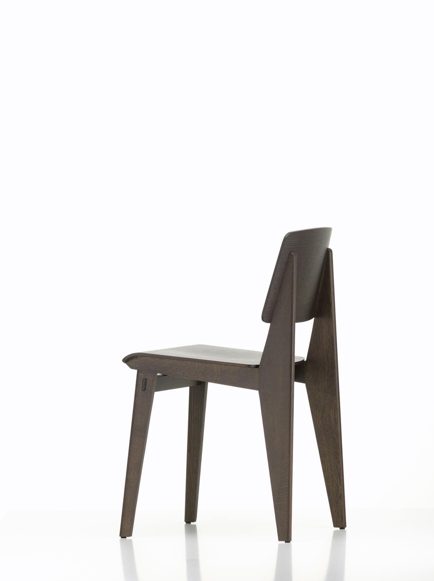 Jean Prouvé Dark-Stained Oak Chaise Tout Bois Chair by Vitra 6