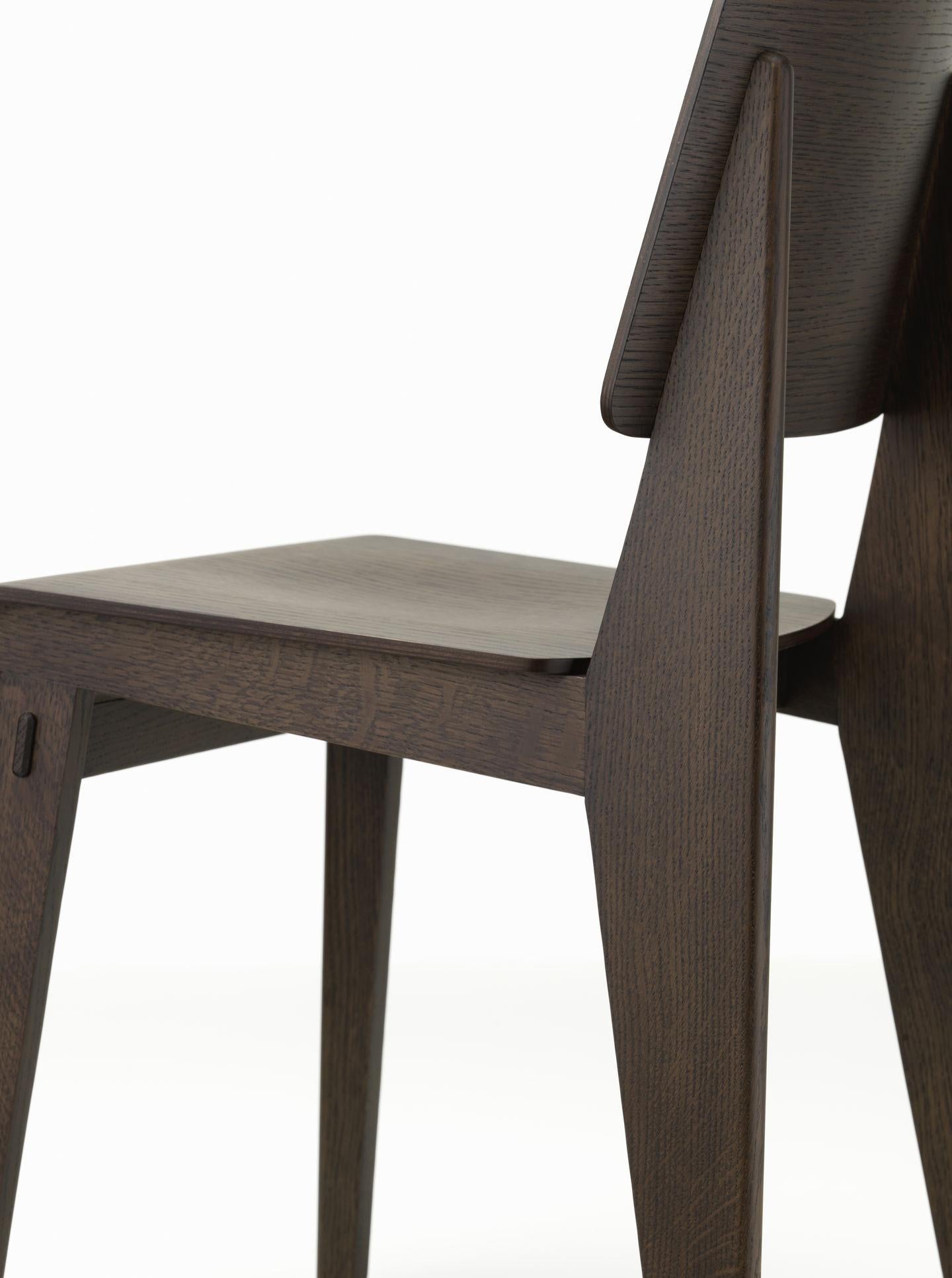 Jean Prouvé Dark-Stained Oak Chaise Tout Bois Chair by Vitra 12
