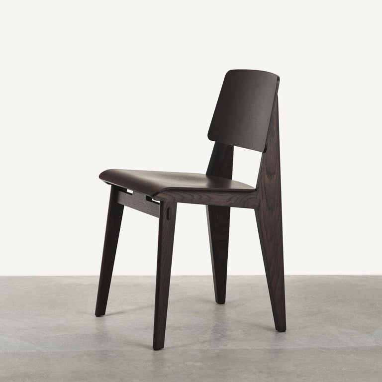 Jean Prouvé Dark-Stained Oak Chaise Tout Bois Chair by Vitra at 1stDibs