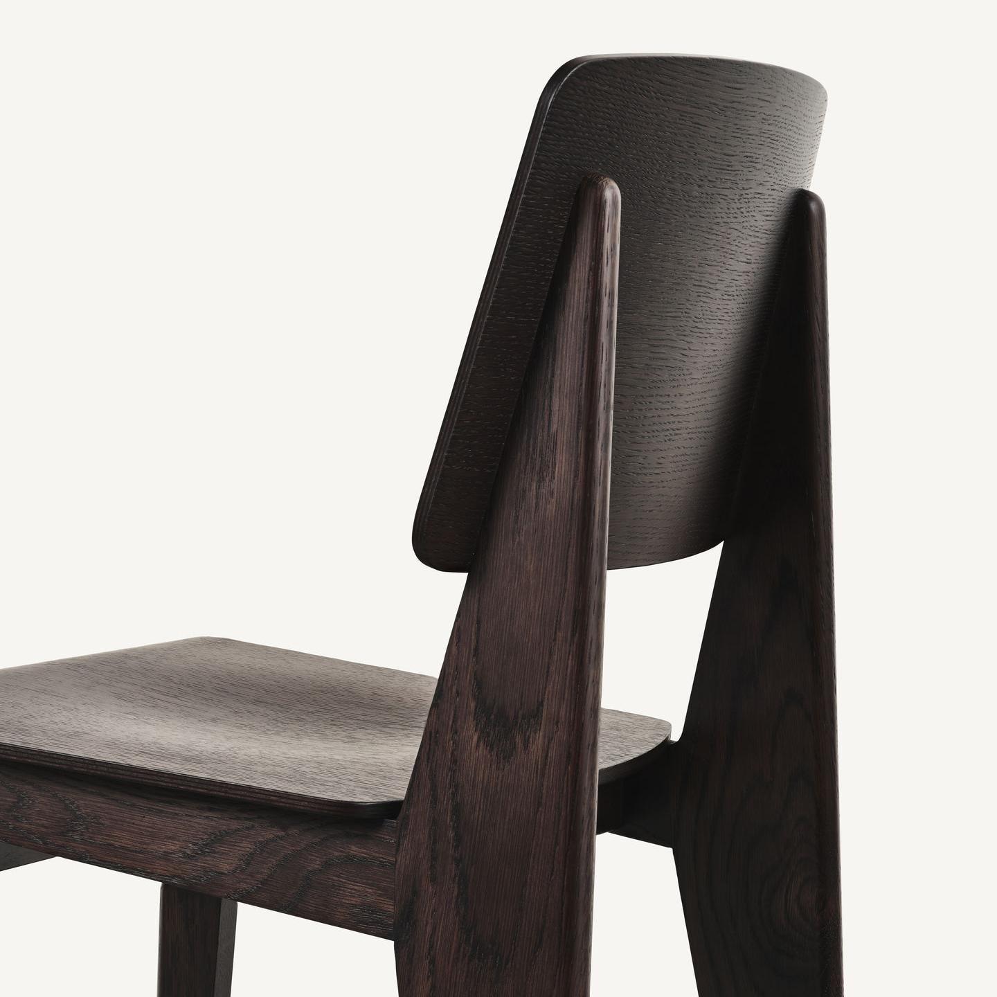 Jean Prouvé Dark-Stained Oak Chaise Tout Bois Chair by Vitra In New Condition In Barcelona, Barcelona