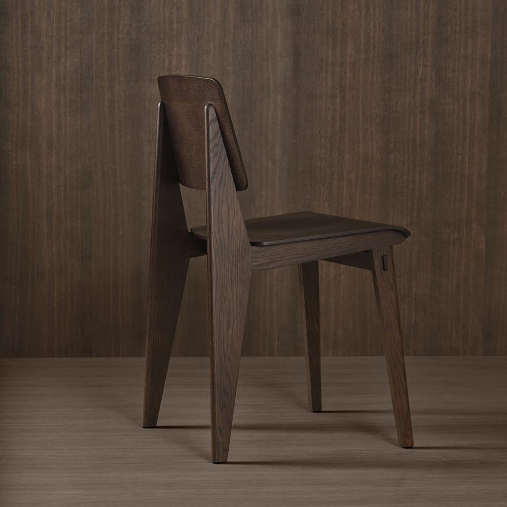 Jean Prouvé Dark-Stained Oak Chaise Tout Bois Chair by Vitra 1
