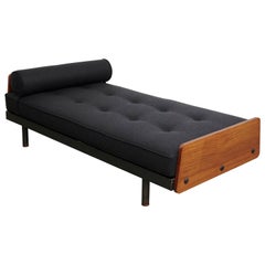 Jean Prouve Daybed in Black Metal and Wood, circa 1950