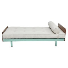 Jean Prouvé Daybed in Green Metal and Wood, circa 1950