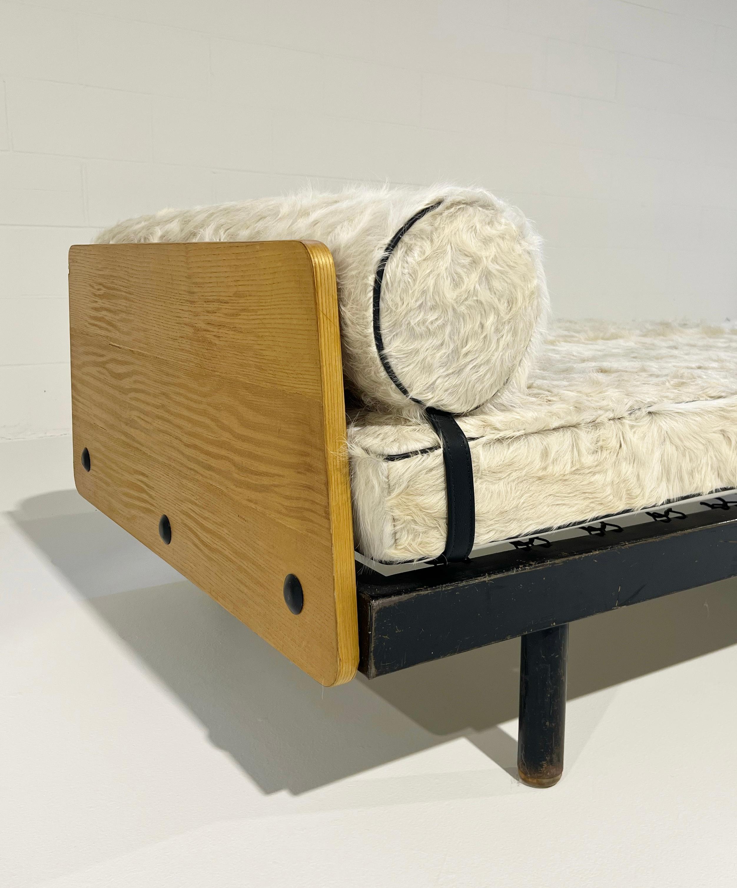 Modern Jean Prouvé Daybed with Custom Cushion in Brazilian Cowhide