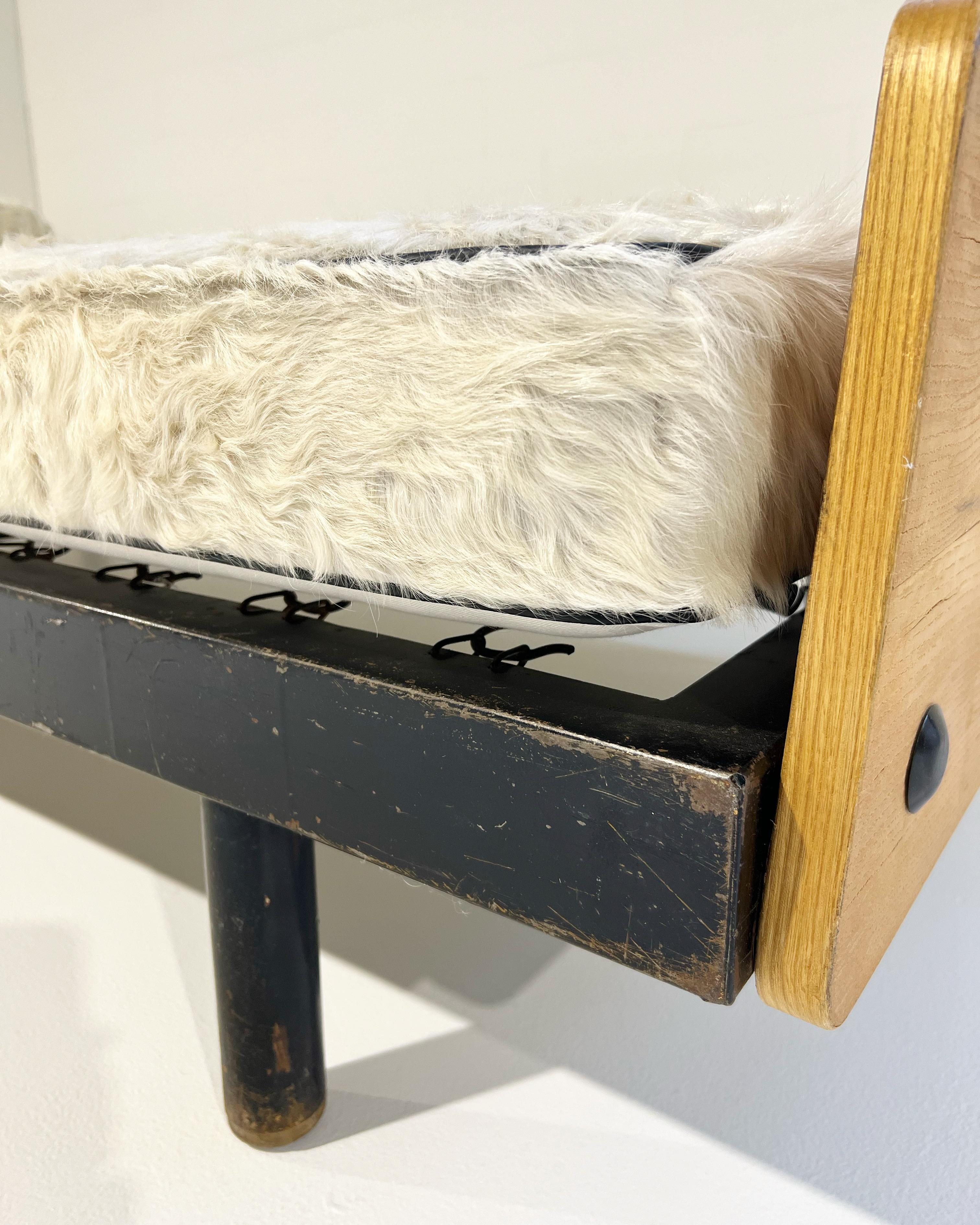 Steel Jean Prouvé Daybed with Custom Cushion in Brazilian Cowhide