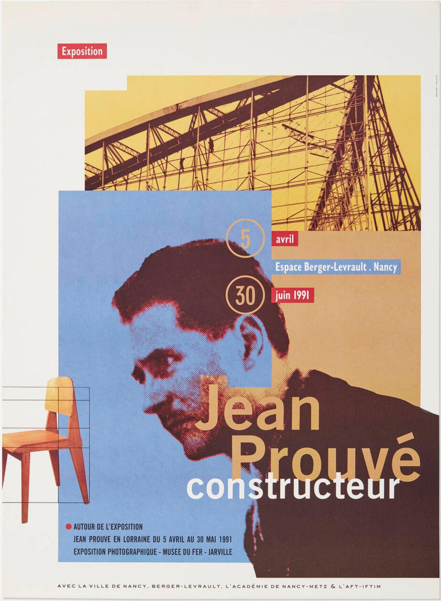 Appliqué Jean Prouvé Exhibition Posters, set of Five, Important Provenance 1982-2001 For Sale
