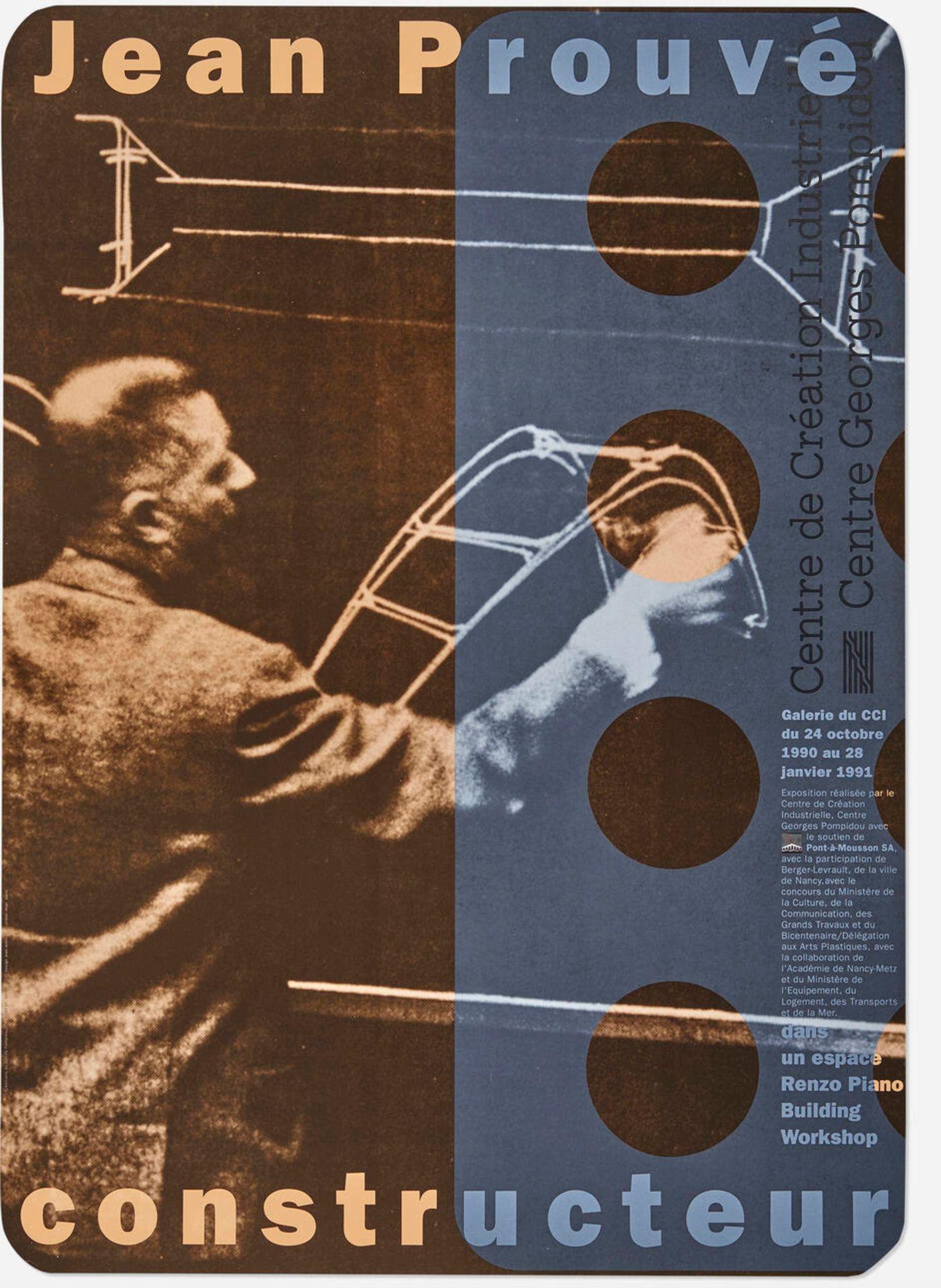 Jean Prouvé Exhibition Posters, set of Five, Important Provenance 1982-2001 In Good Condition For Sale In Chicago, IL