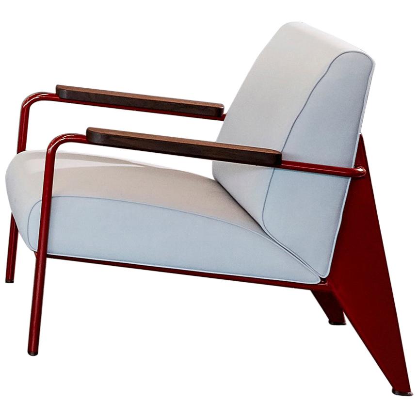 Vitra Fauteuil De Salon Armchair in Beige with Ecru Base by Jean Prouvé