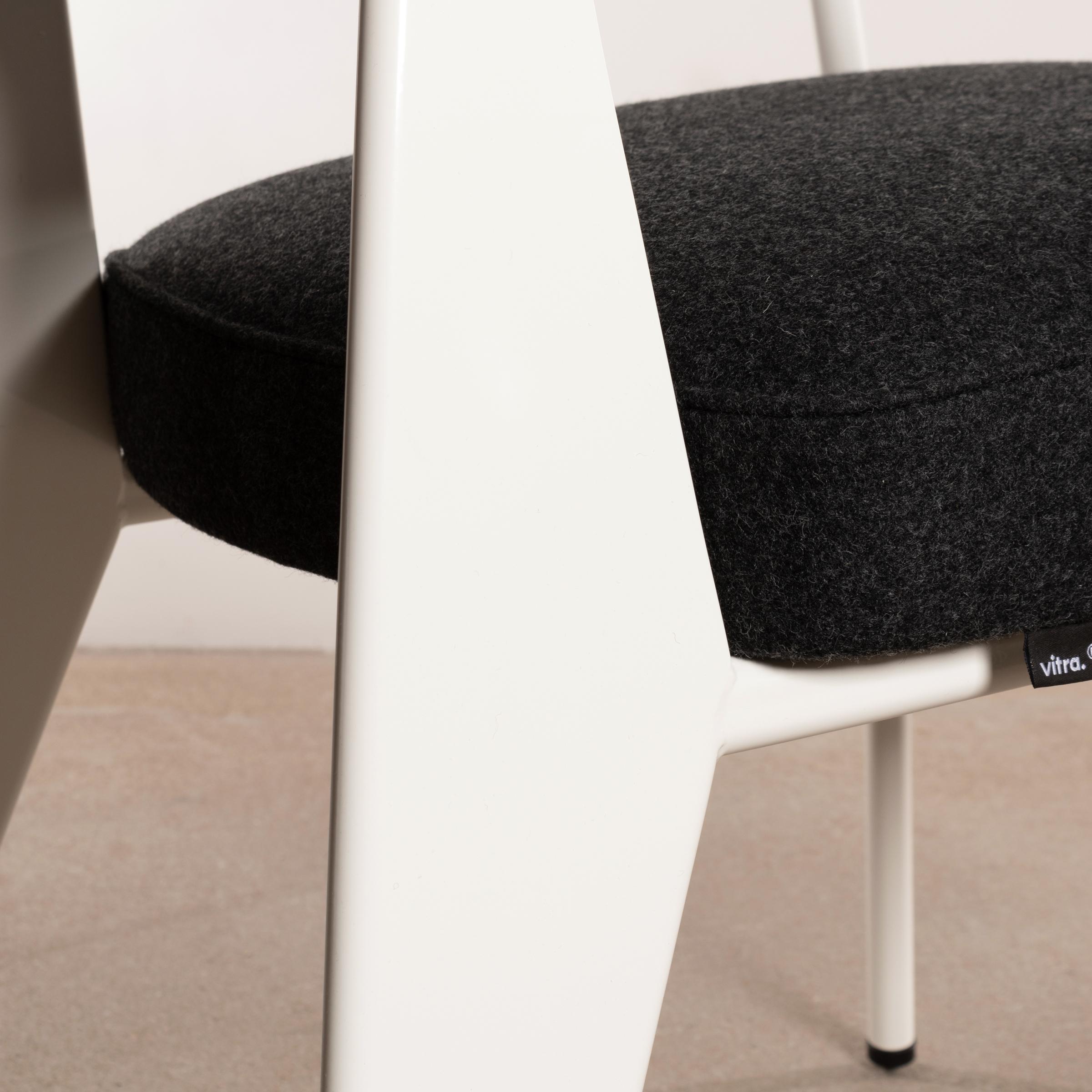 Jean Prouvé Fauteuil Direction in White and Grey wool by Vitra 4
