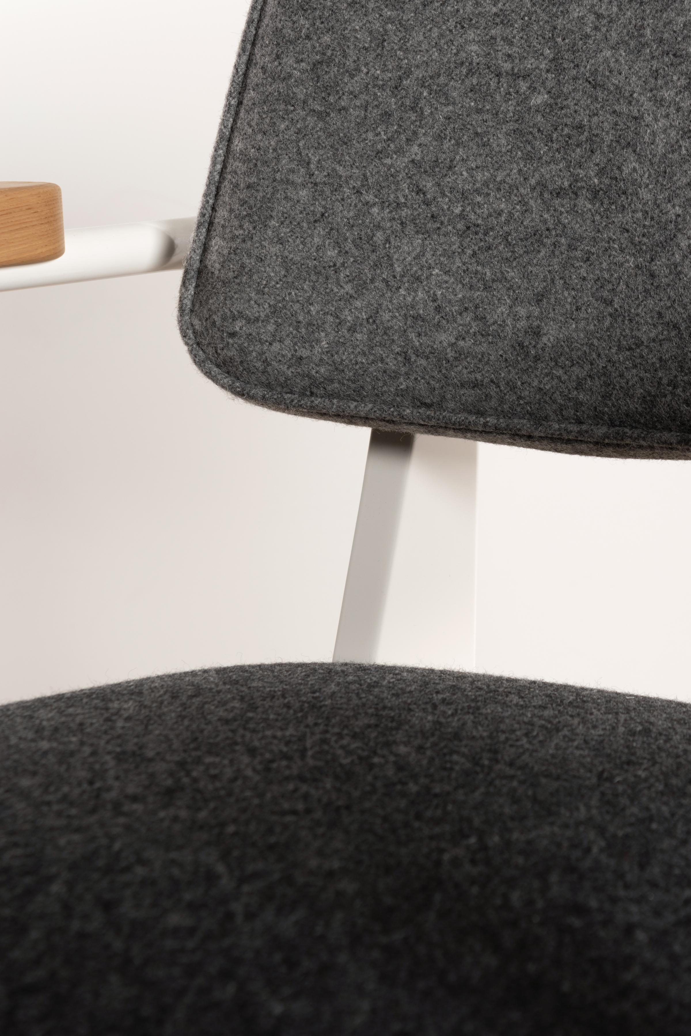 Jean Prouvé Fauteuil Direction in White and Grey Wool by Vitra 1