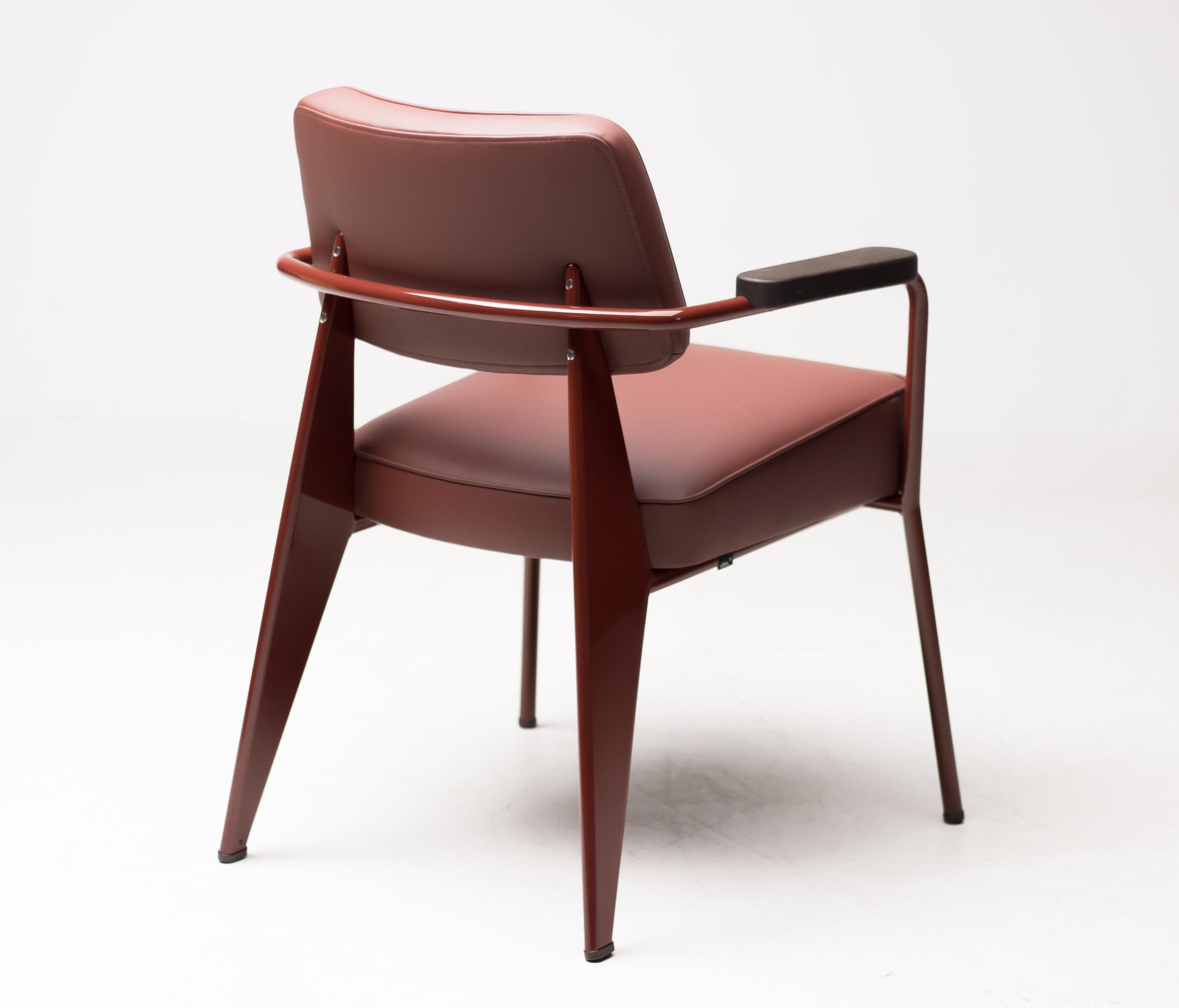 Jean Prouvé Fauteuil Direction, Japanese Red In Excellent Condition In Dronten, NL