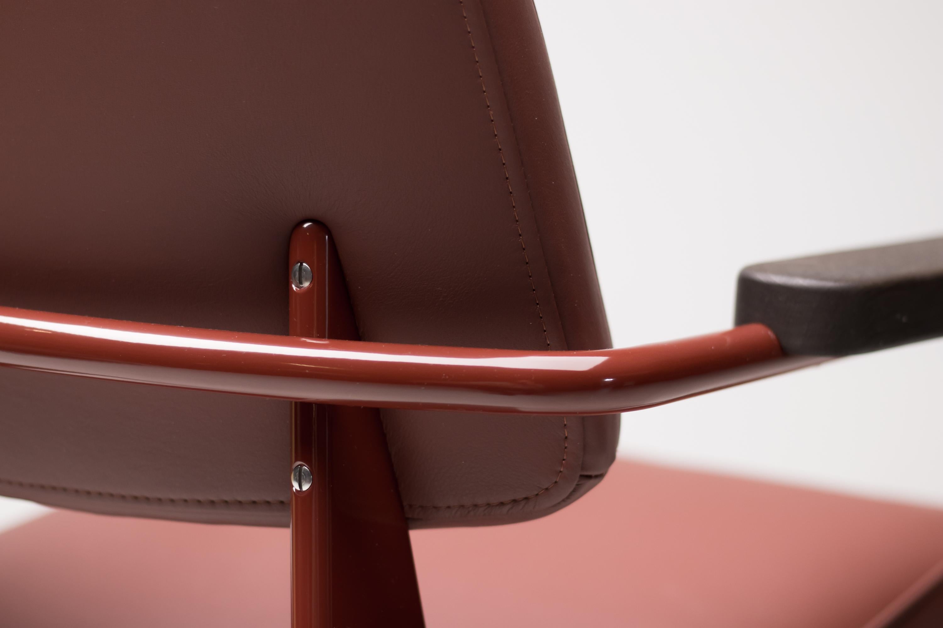 Mid-20th Century Jean Prouvé Fauteuil Direction, Japanese Red