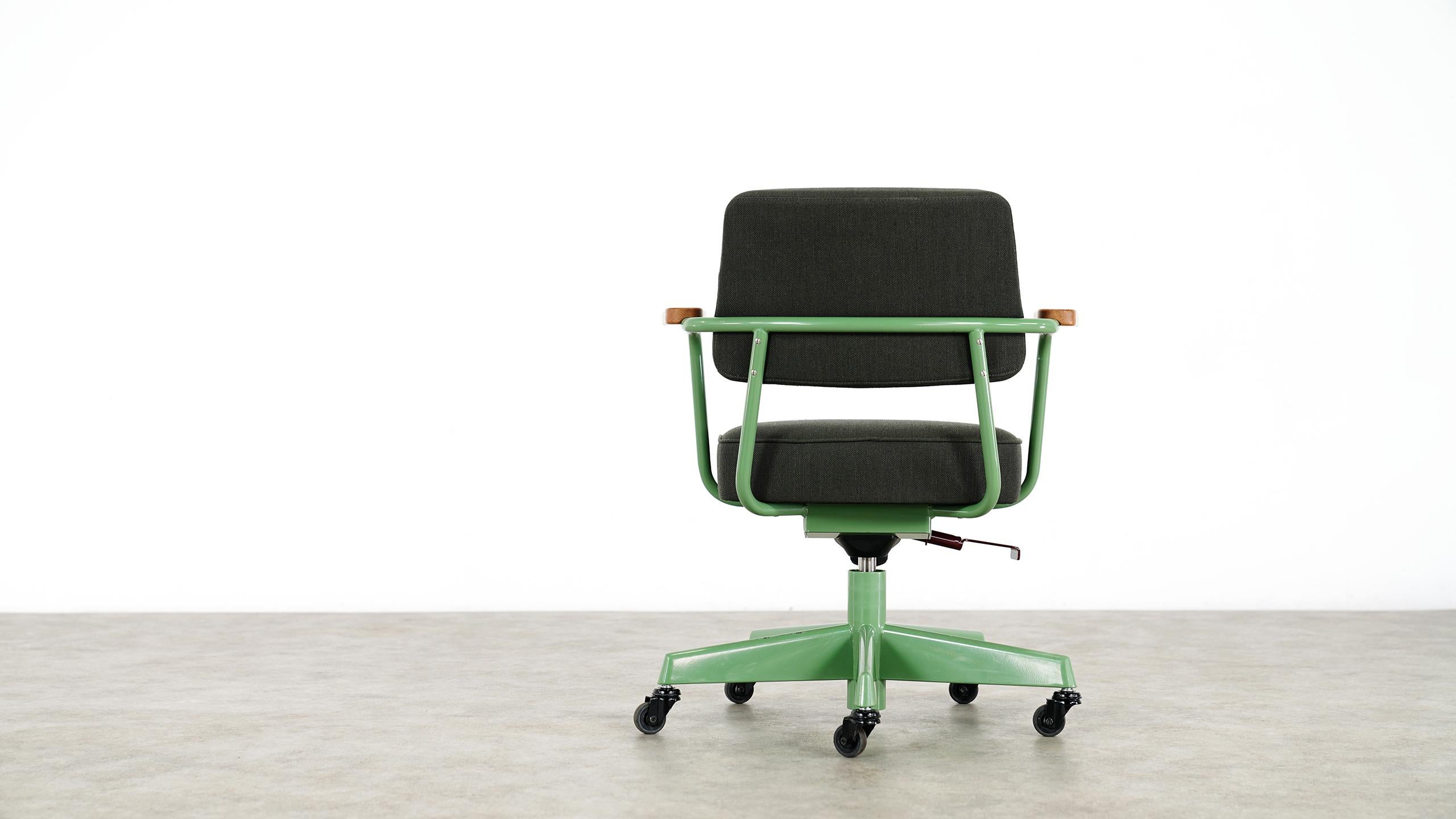 Steel Jean Prouvé, Fauteuil Direction Pivotant 1951 Limited RAW Office Edit, Chair