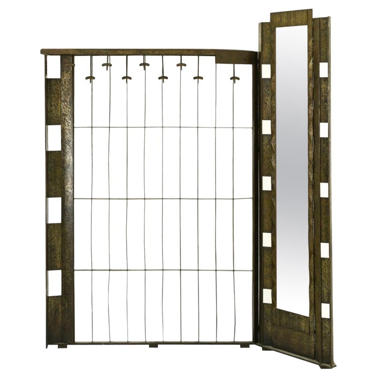 Jean Prouvé French Deco Coat Rack, Modern Floor Mirror and Screen