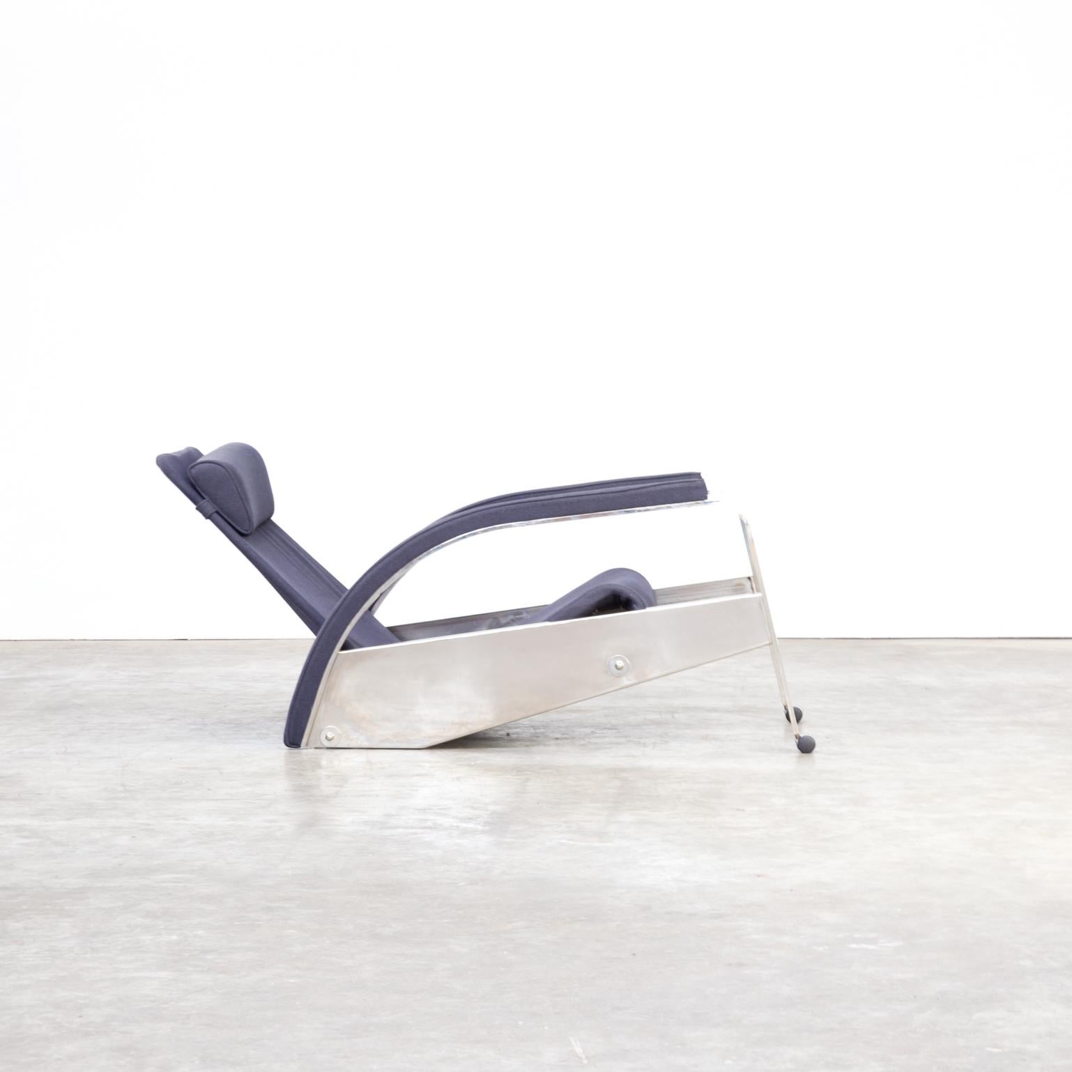 20th Century Jean Prouvé Grand Repos ‘D80-1’ Metal and Fabric Lounge Chair for Tecta For Sale