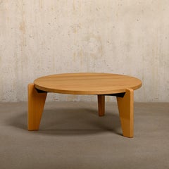 Jean Prouvé Guéridon Bas Coffee Table in solid Oak for Vitra