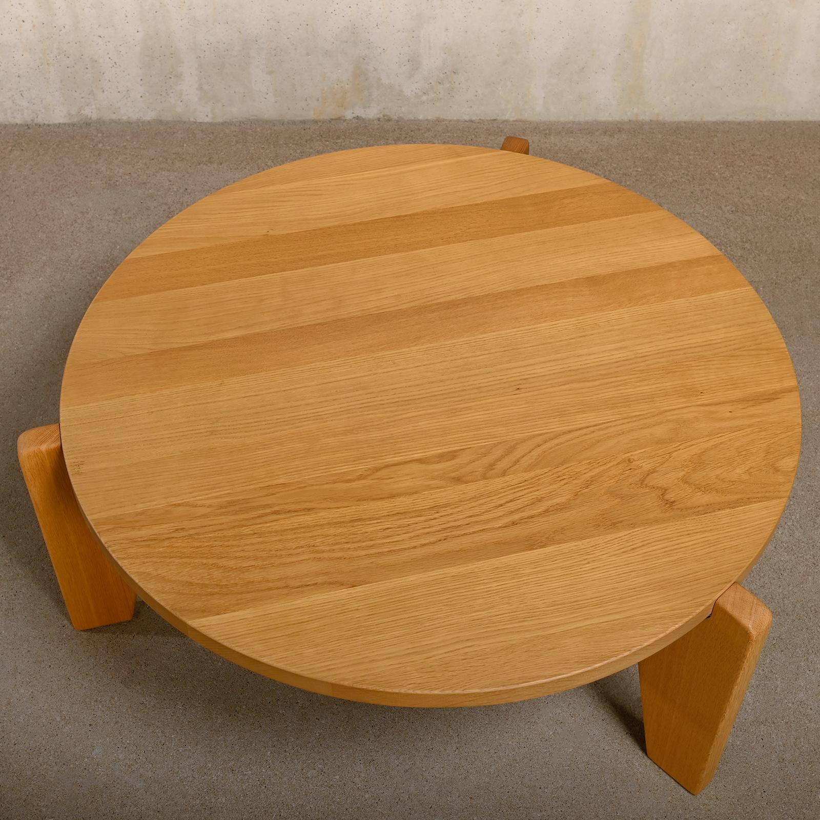 Mid-20th Century Jean Prouvé Guéridon Bas Coffee Table in solid Oak for Vitra